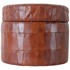 Leather Patchwork Pouf