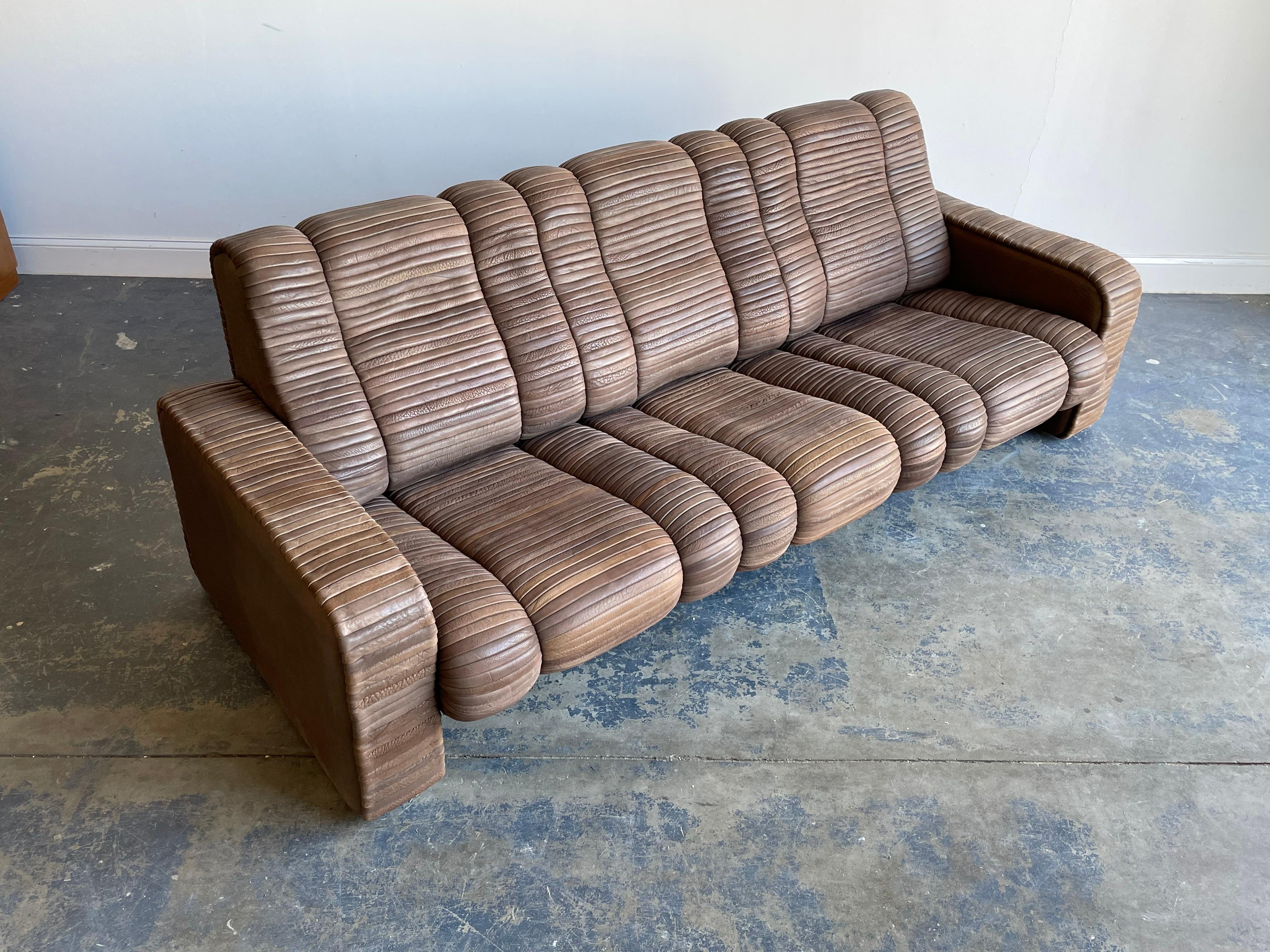 Mid-Century Modern Leather Patchwork Sofa by Ernst Lüthy, Founder of De Sede, Switzerland, 1960's
