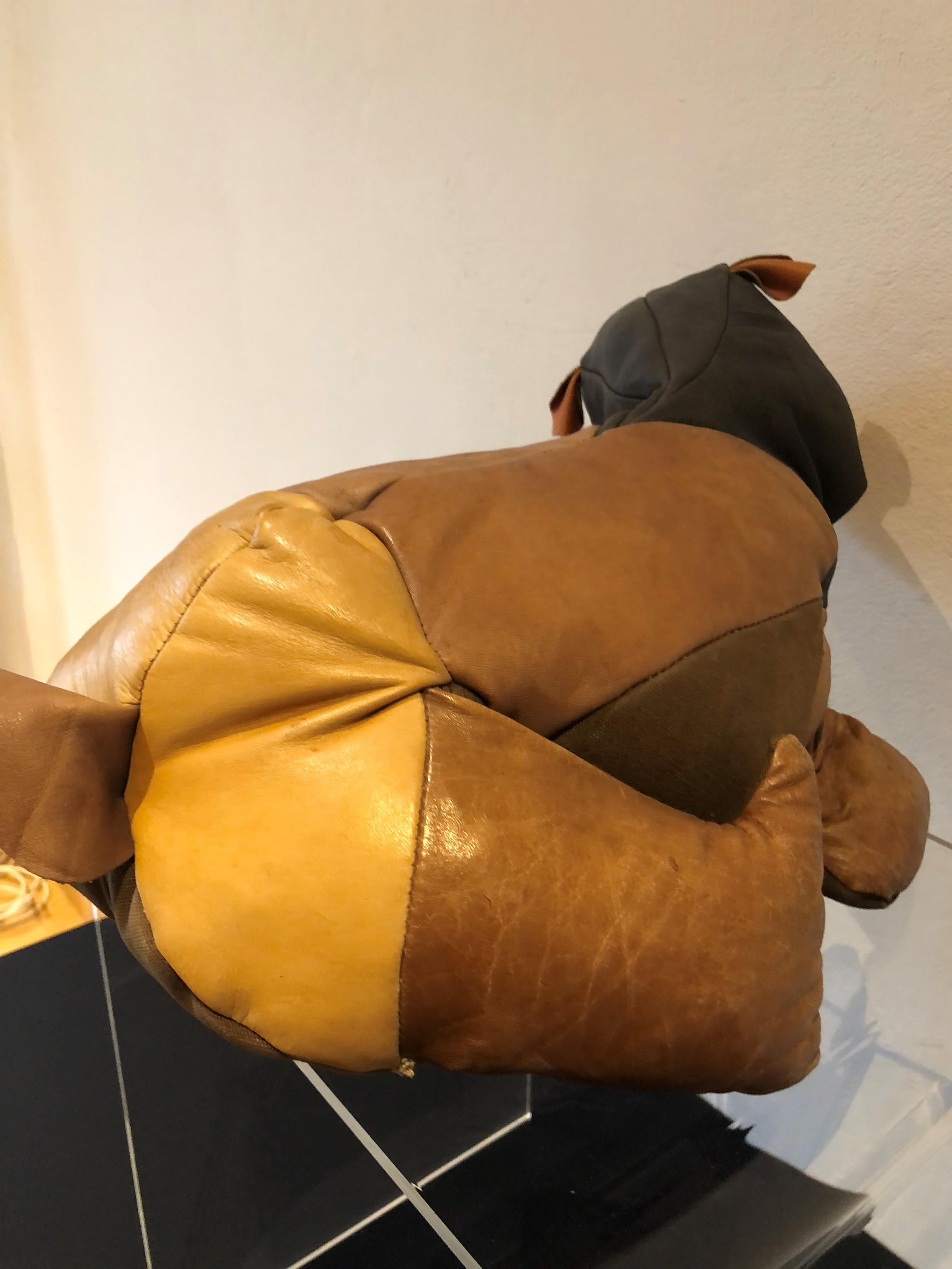 Leather Patchwork Turtle Pillow For Sale 4