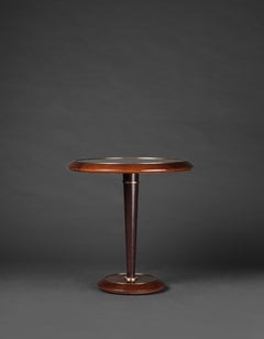 Leather Pedestal Leg Sura Side Table by Madheke