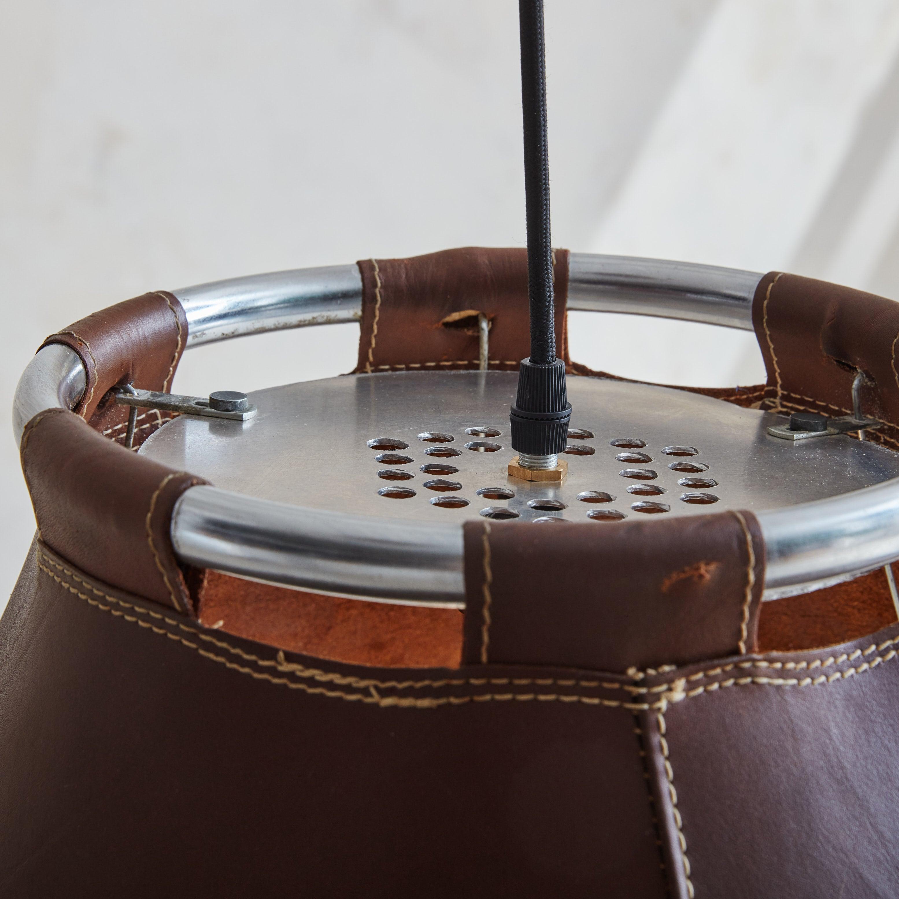 Late 20th Century Leather Pendant Light, 