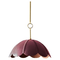 Vintage Leather Pendant Light in Berry, Capa II, Talabartero Collection Saddle Lamp