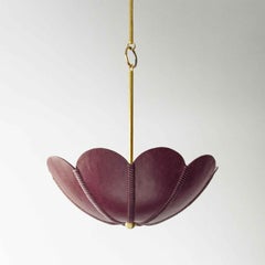 Leather Pendant Light in Berry, Capa, Talabartero Collection Saddle Lamp