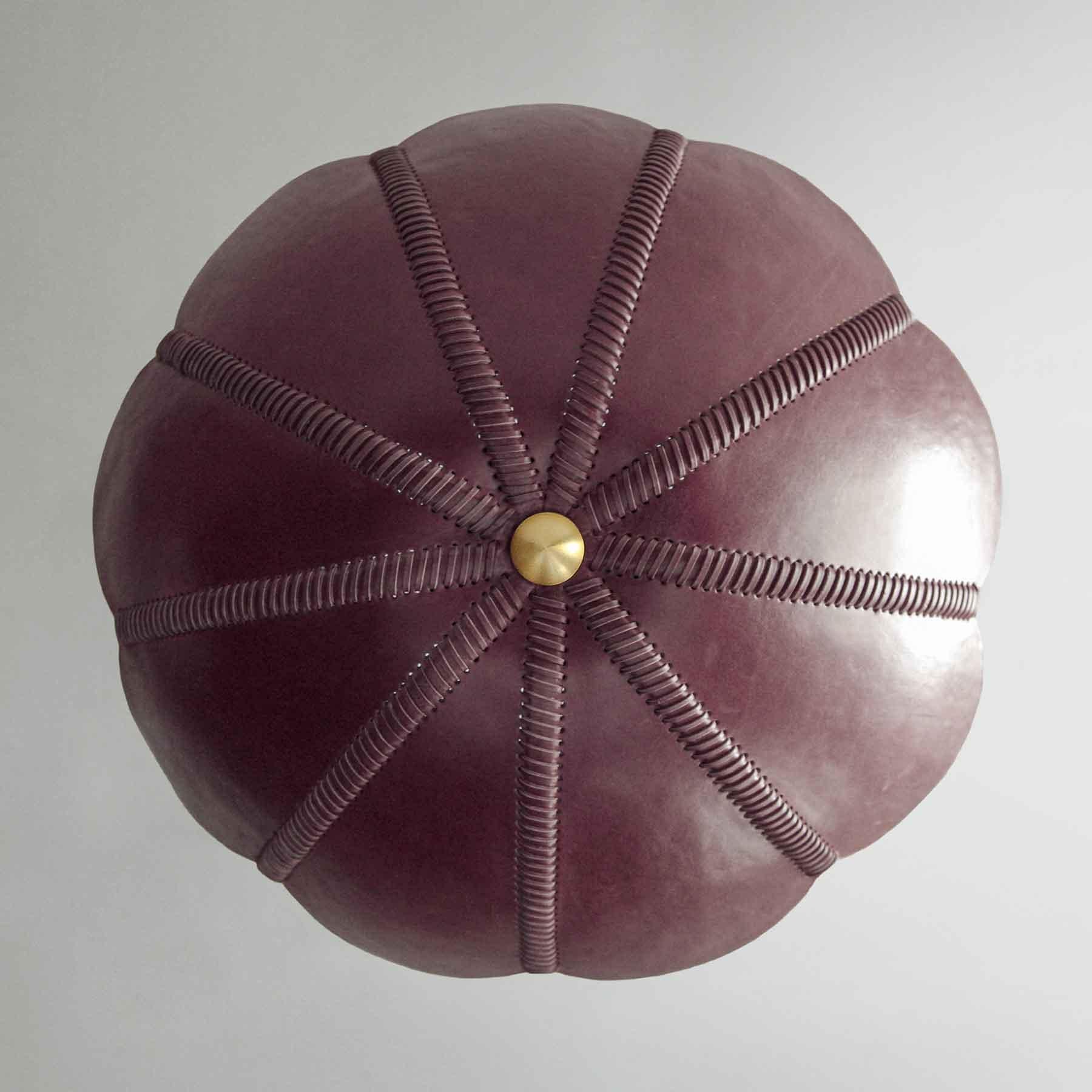 Mid-Century Modern Leather Pendant Light in Berry, Capa, Talabartero Collection Saddle Lamp For Sale