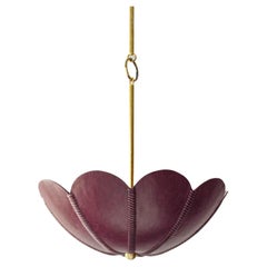 Vintage Leather Pendant Light in Berry, Capa, Talabartero Collection Saddle Lamp