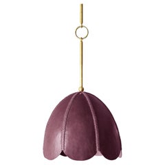 Leather Pendant Light in Berry, Doma, Talabartero Saddle Lamp Collection