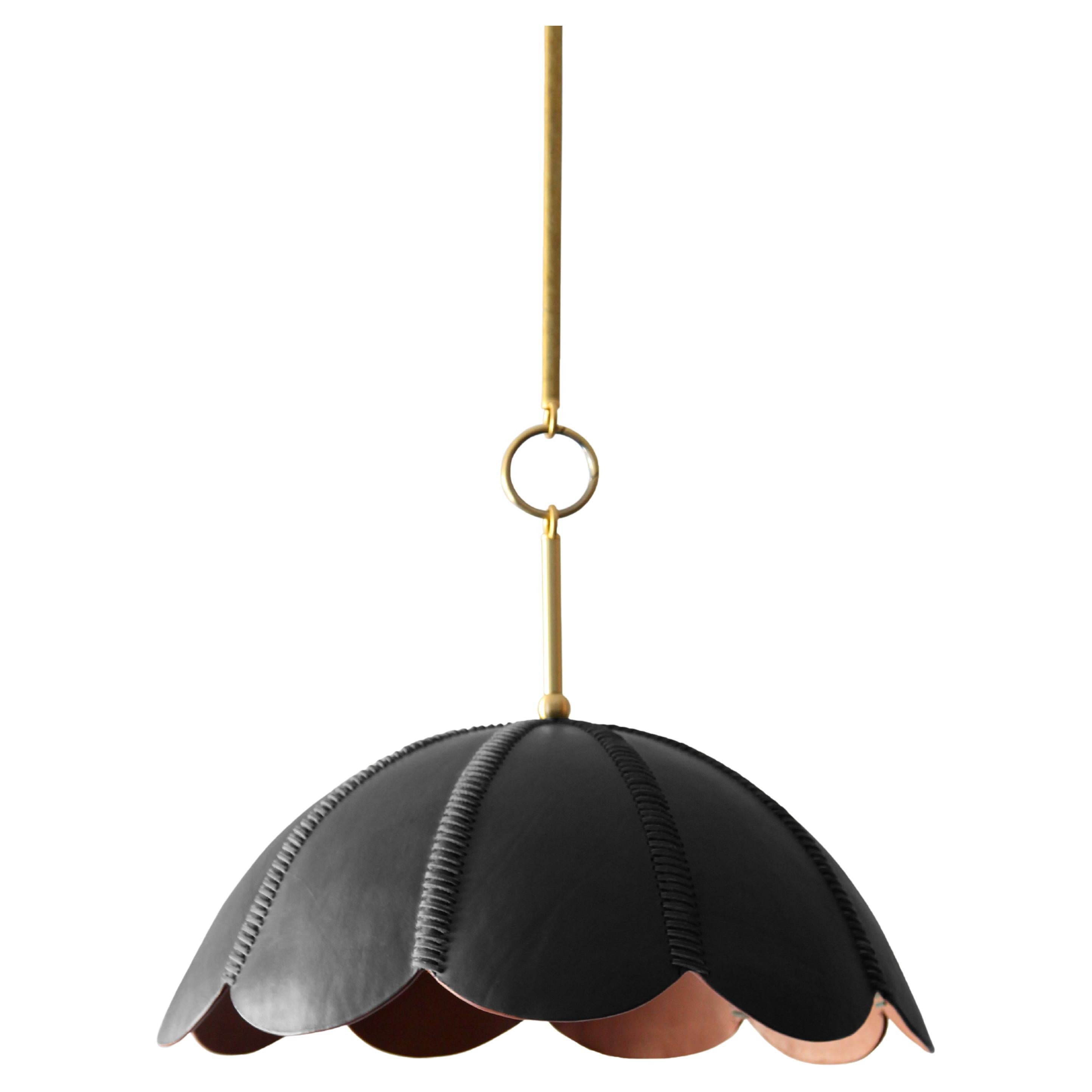 Leather Pendant Light in Black, Capa ii, Talabartero Collection Saddle Lamp