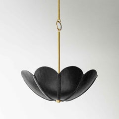 Leather Pendant Light in Black, Capa, Talabartero Collection Saddle Lamp