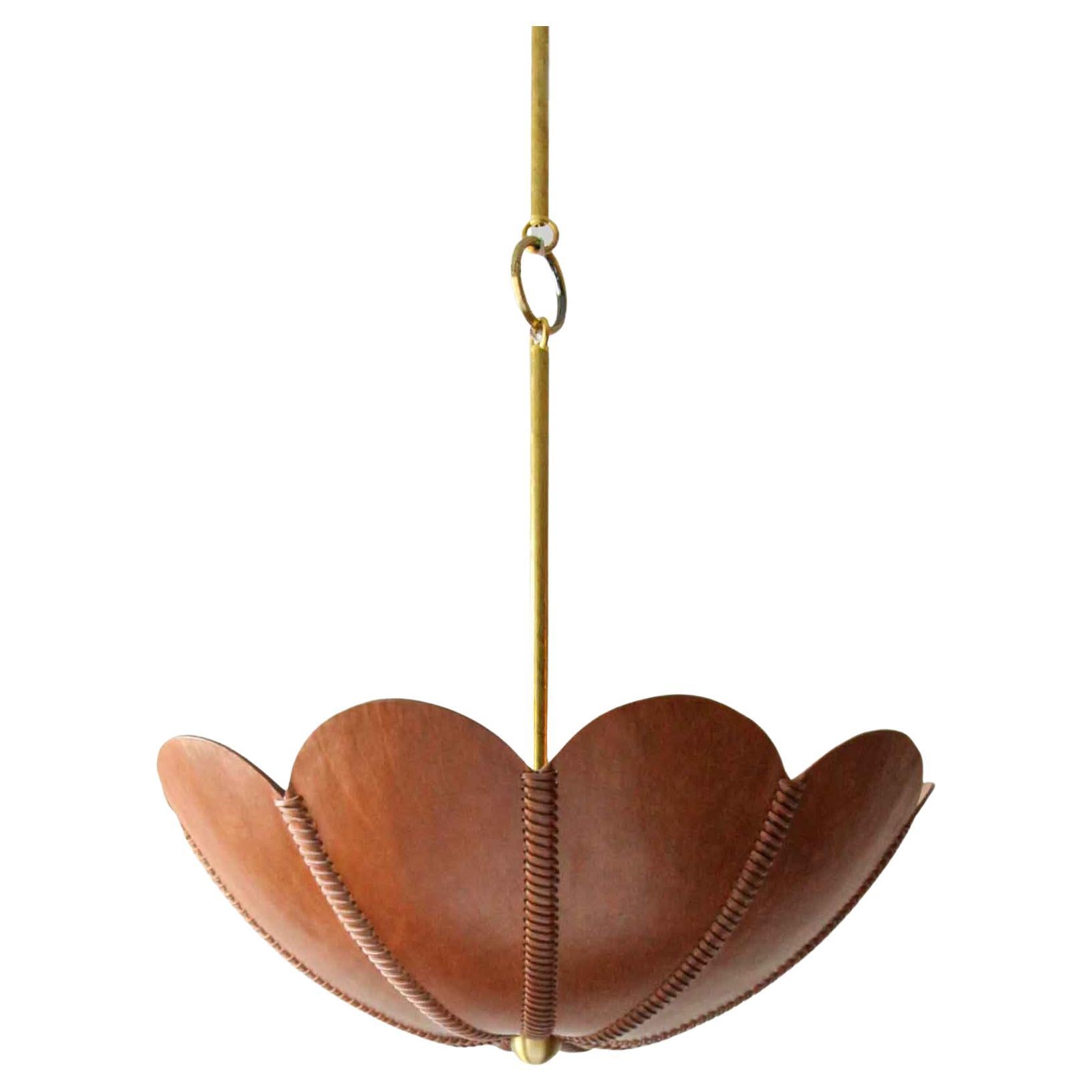 Leather Pendant Light in Camel, Capa, Talabartero Saddle Lamp Collection