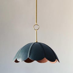 Leather Pendant Light in Cobalt, Capa II, Talabartero Collection Saddle Lamp