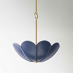 Leather Pendant Light in Cobalt, Capa, Talabartero Collection Saddle Lamp