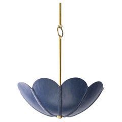 Leather Pendant Light in Cobalt, Capa, Talabartero Collection Saddle Lamp