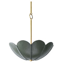 Leather Pendant Light in Emerald Green, Capa, Talabartero Collection Saddle Lamp