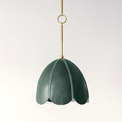 Leather Pendant Light in Emerald Green, Doma, Talabartero Collection Saddle Lamp