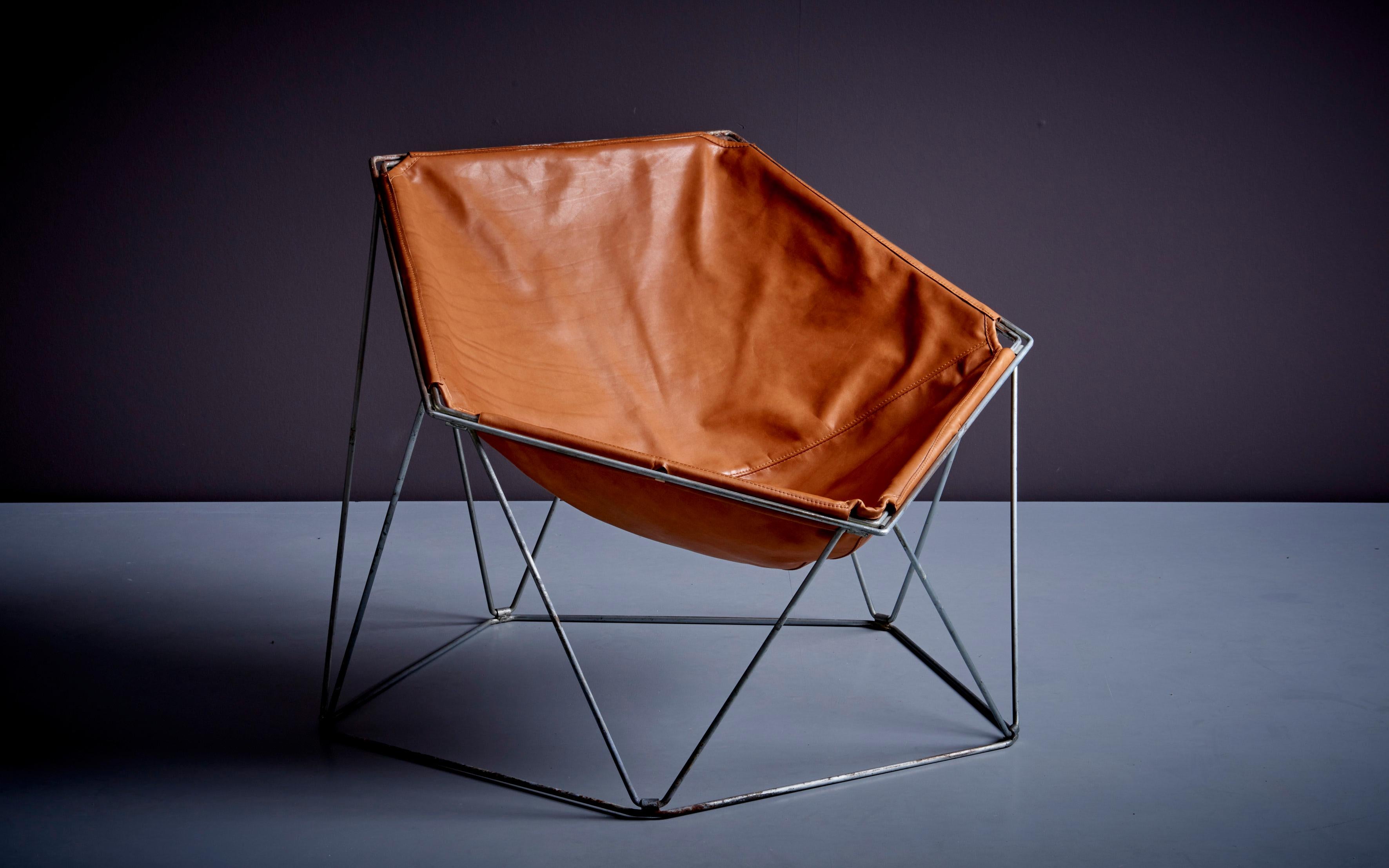 Leather Penta Chair Jean-Paul Barry Kim Moltzer for Wilhelm Bofinger in tobacco  For Sale 1