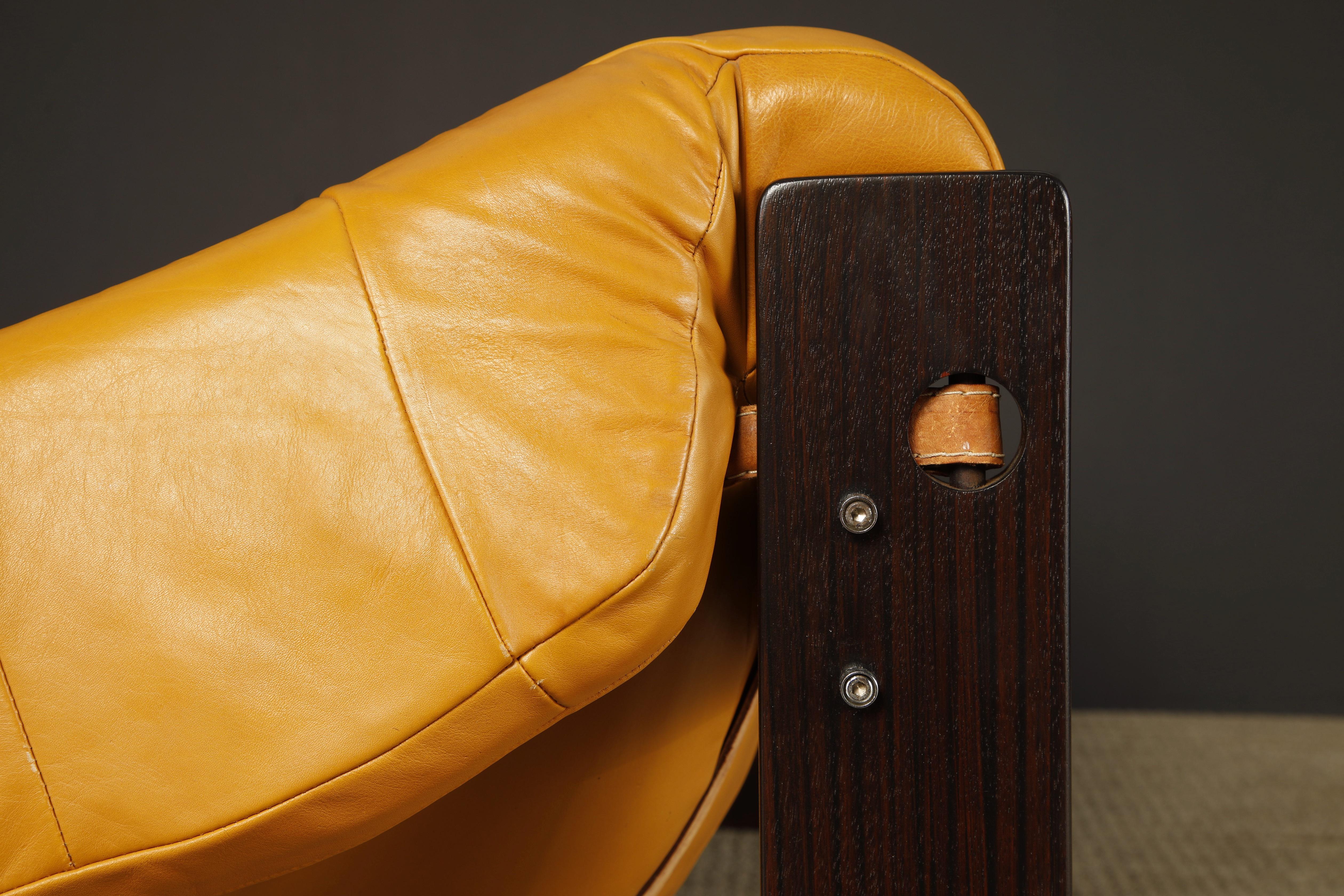 Leather Percival Lafer 'MP-97' Rosewood Three-Seat Sofa, Brazil, c. 1970, Signed For Sale 8