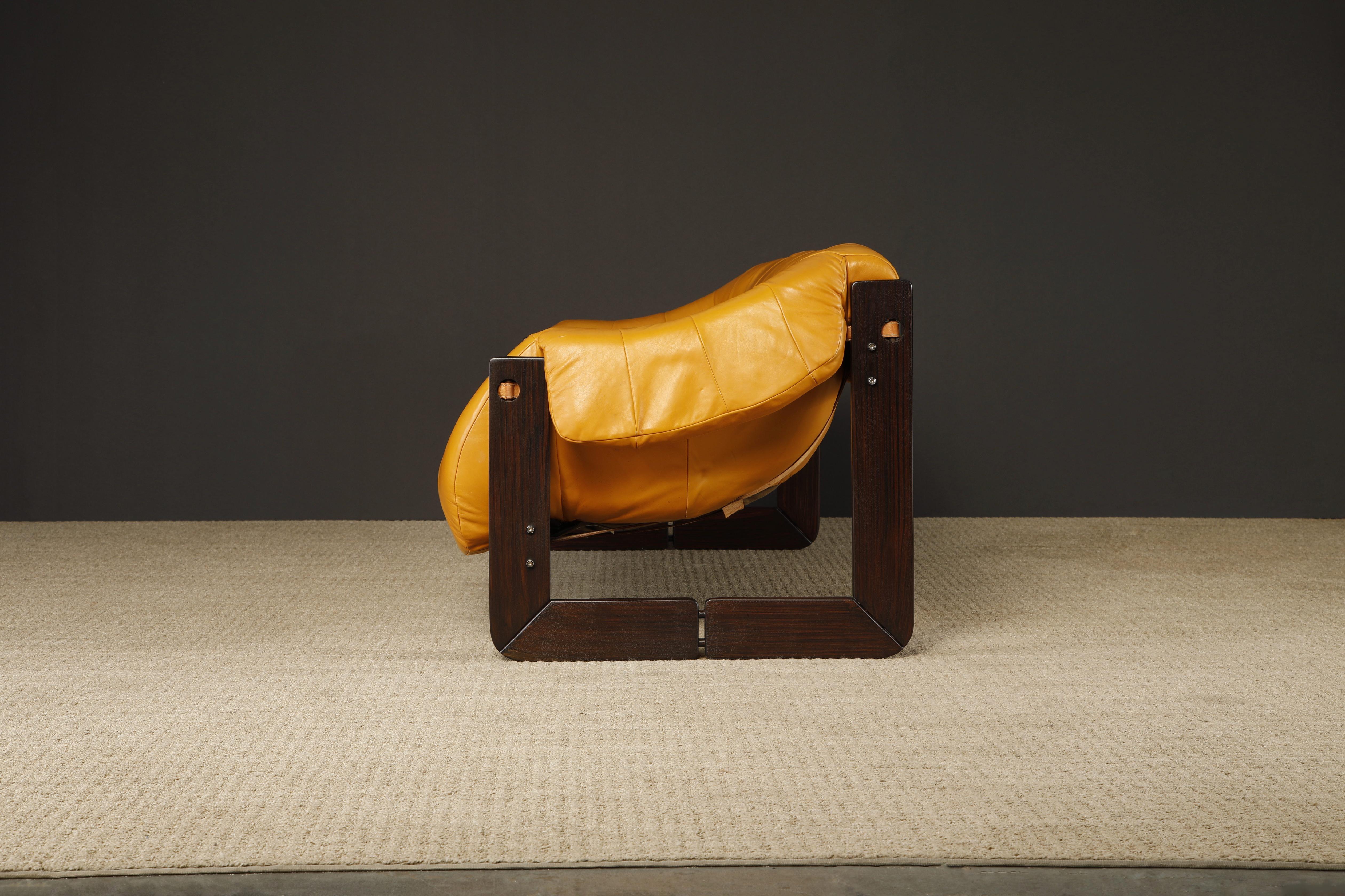 Leather Percival Lafer 'MP-97' Rosewood Three-Seat Sofa, Brazil, c. 1970, Signed In Excellent Condition For Sale In Los Angeles, CA