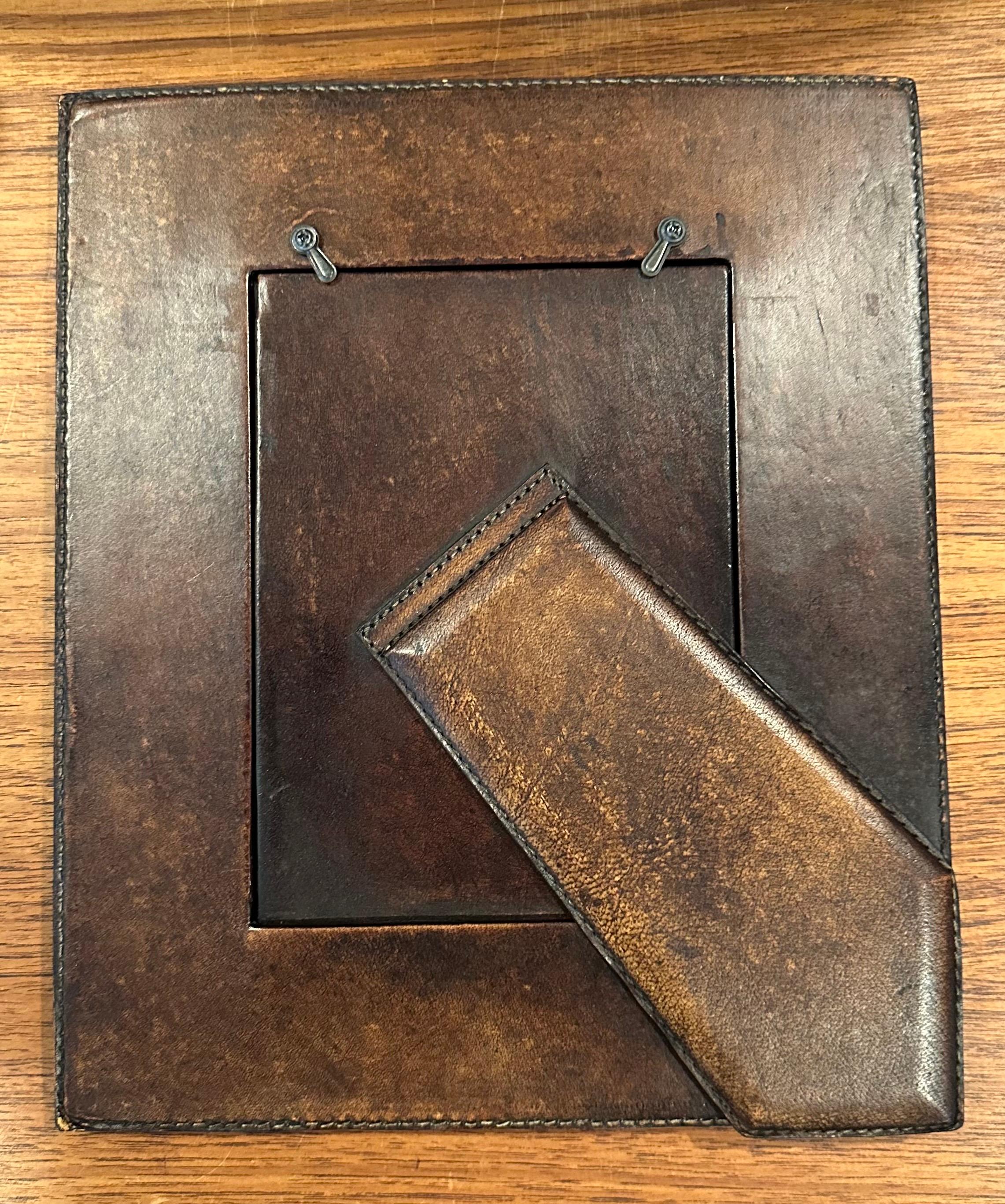 Leather Picture Frame in the Style of Ralph Lauren For Sale 6