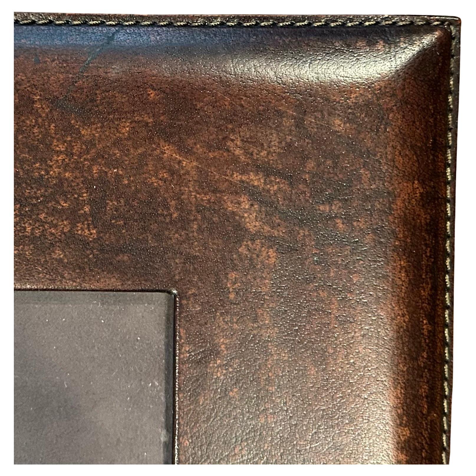 American Leather Picture Frame in the Style of Ralph Lauren For Sale