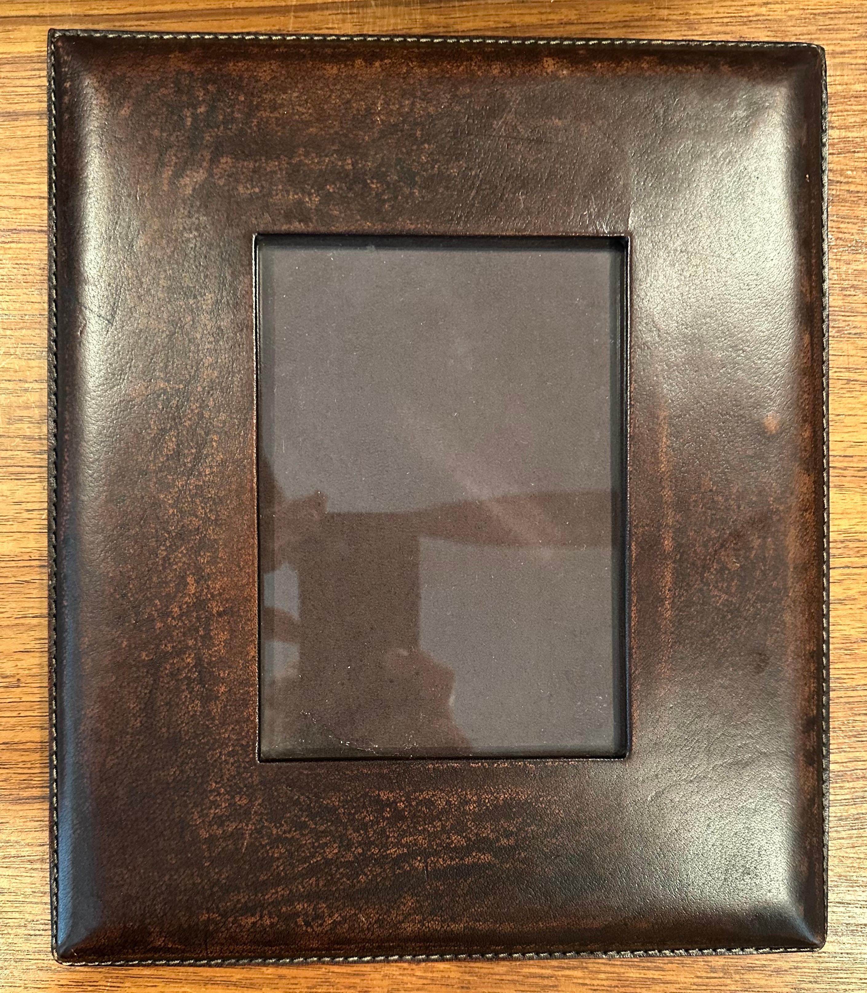 Leather Picture Frame in the Style of Ralph Lauren For Sale 1