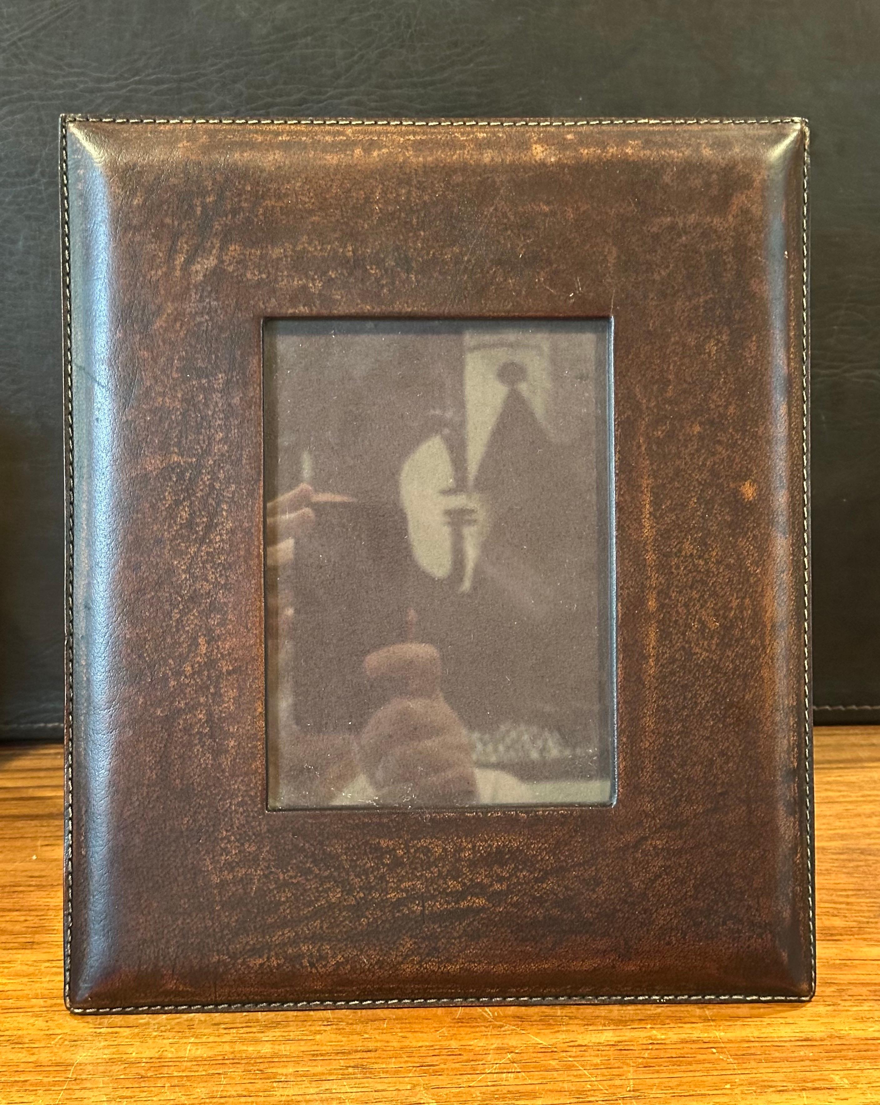 Leather Picture Frame in the Style of Ralph Lauren For Sale 2