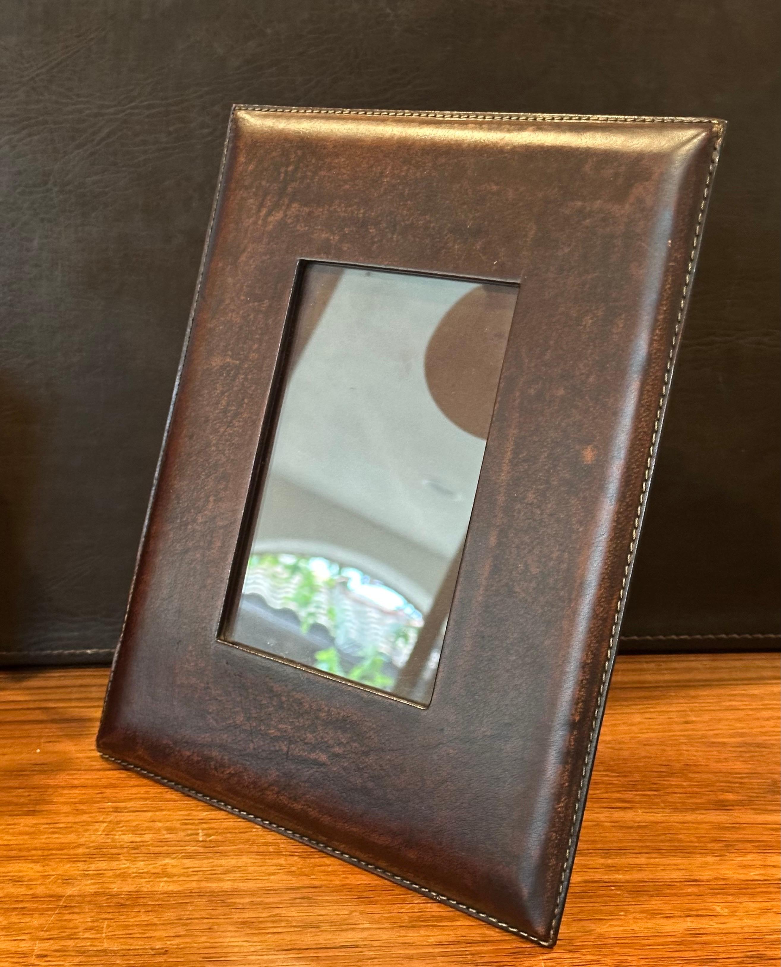 Leather Picture Frame in the Style of Ralph Lauren For Sale 3