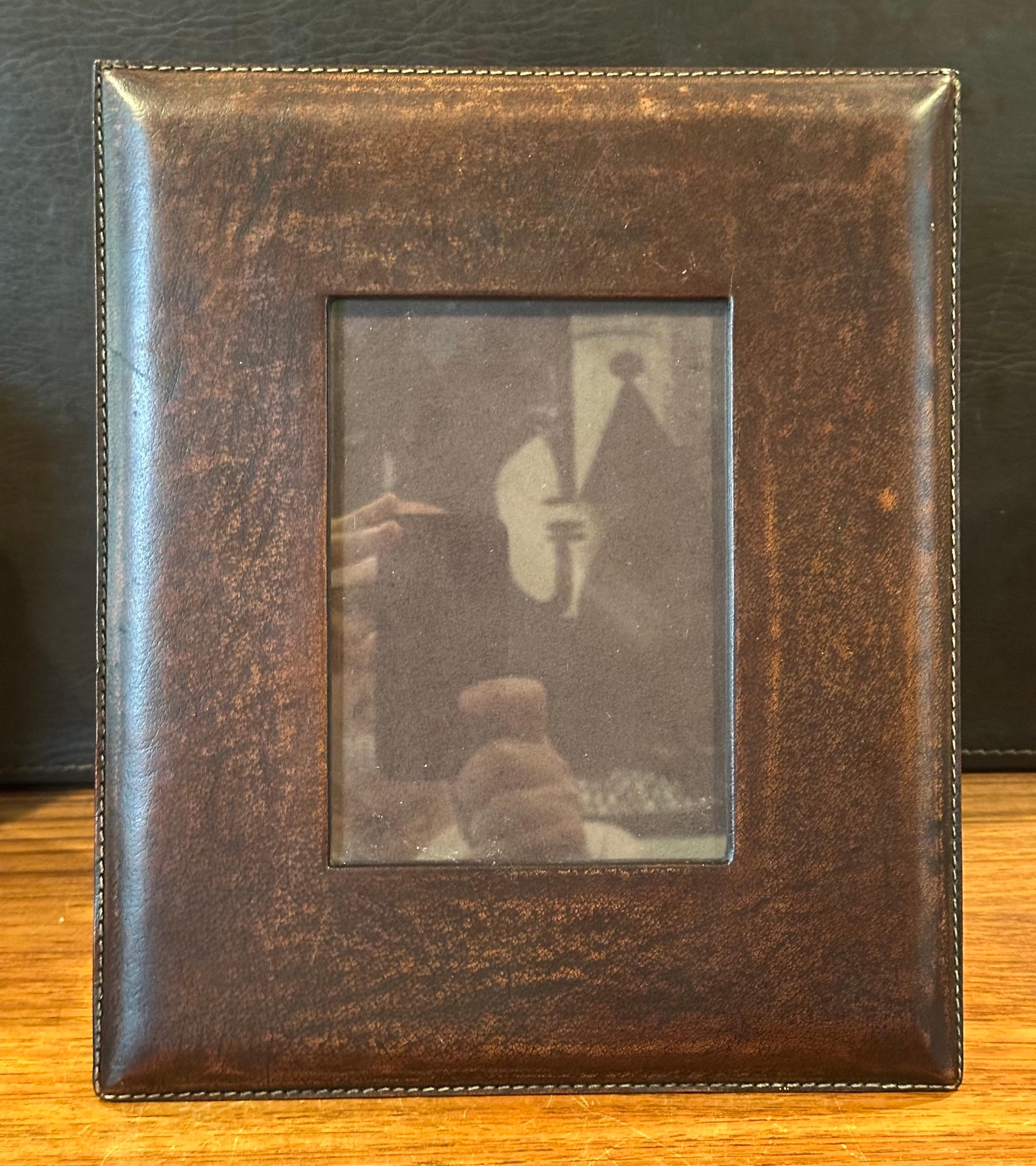 Leather Picture Frame in the Style of Ralph Lauren For Sale 4