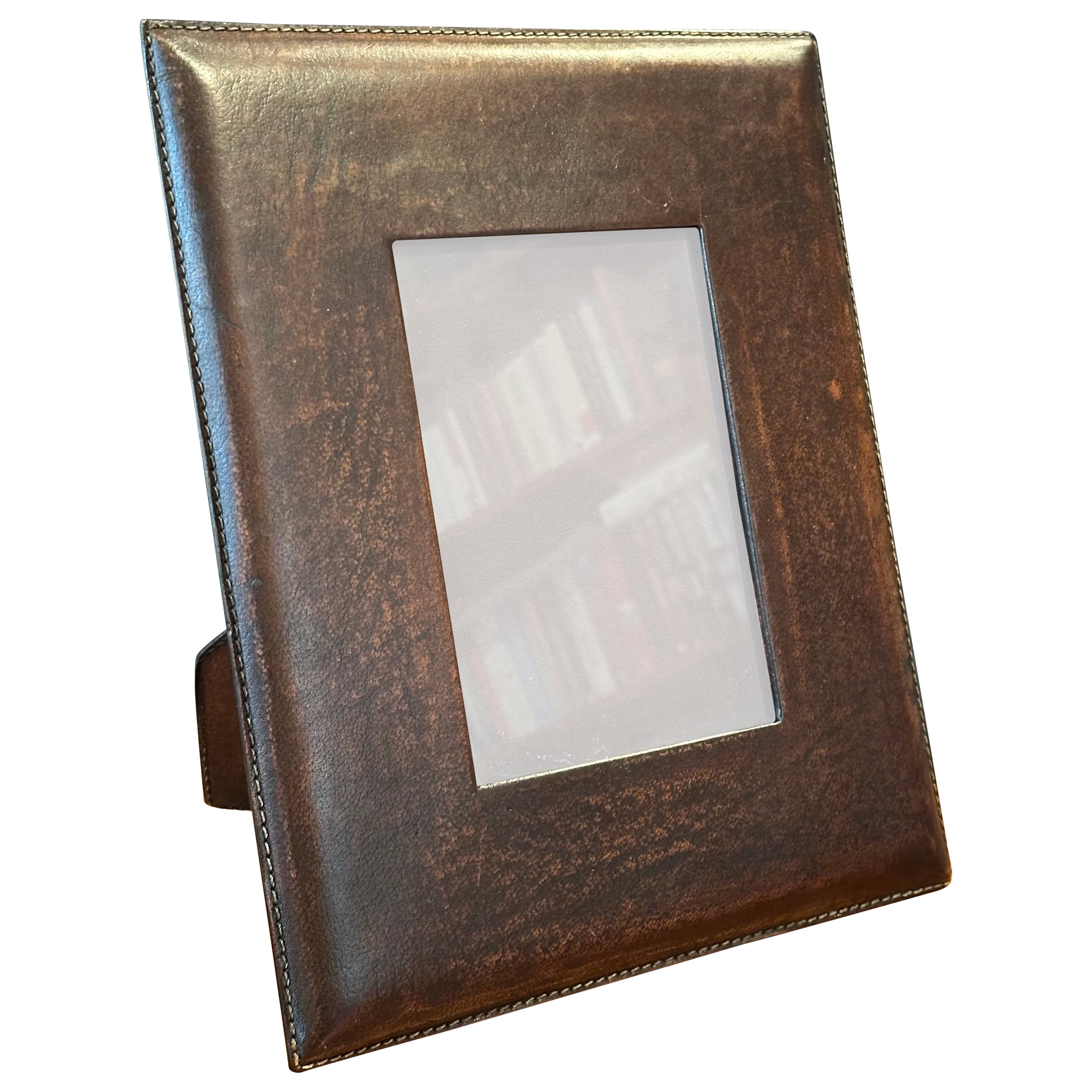 Leather Picture Frame in the Style of Ralph Lauren