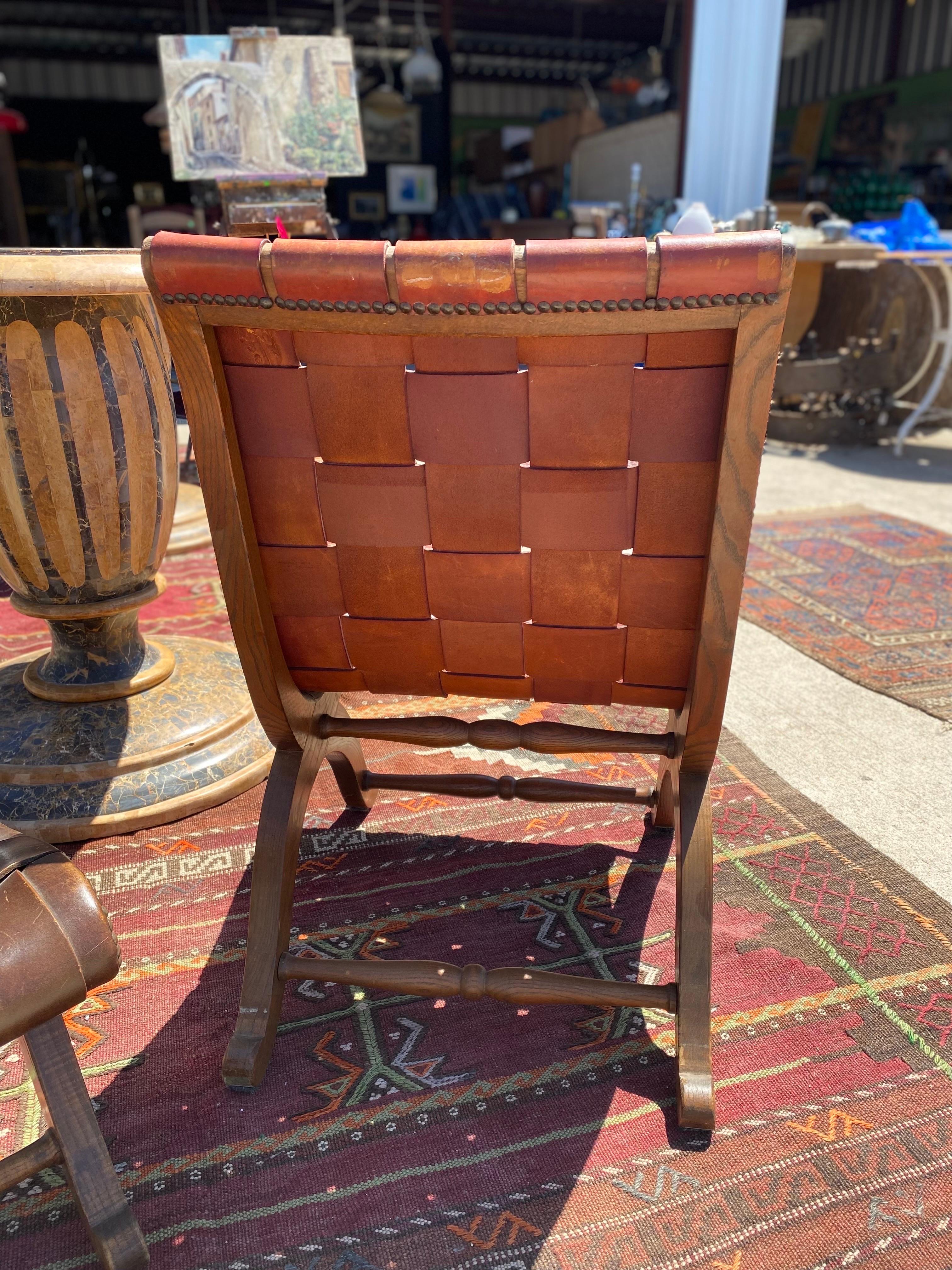 Leather Pierre Lottier Slipper Chairs, Spain, Circa 1950s In Good Condition For Sale In San Antonio, TX