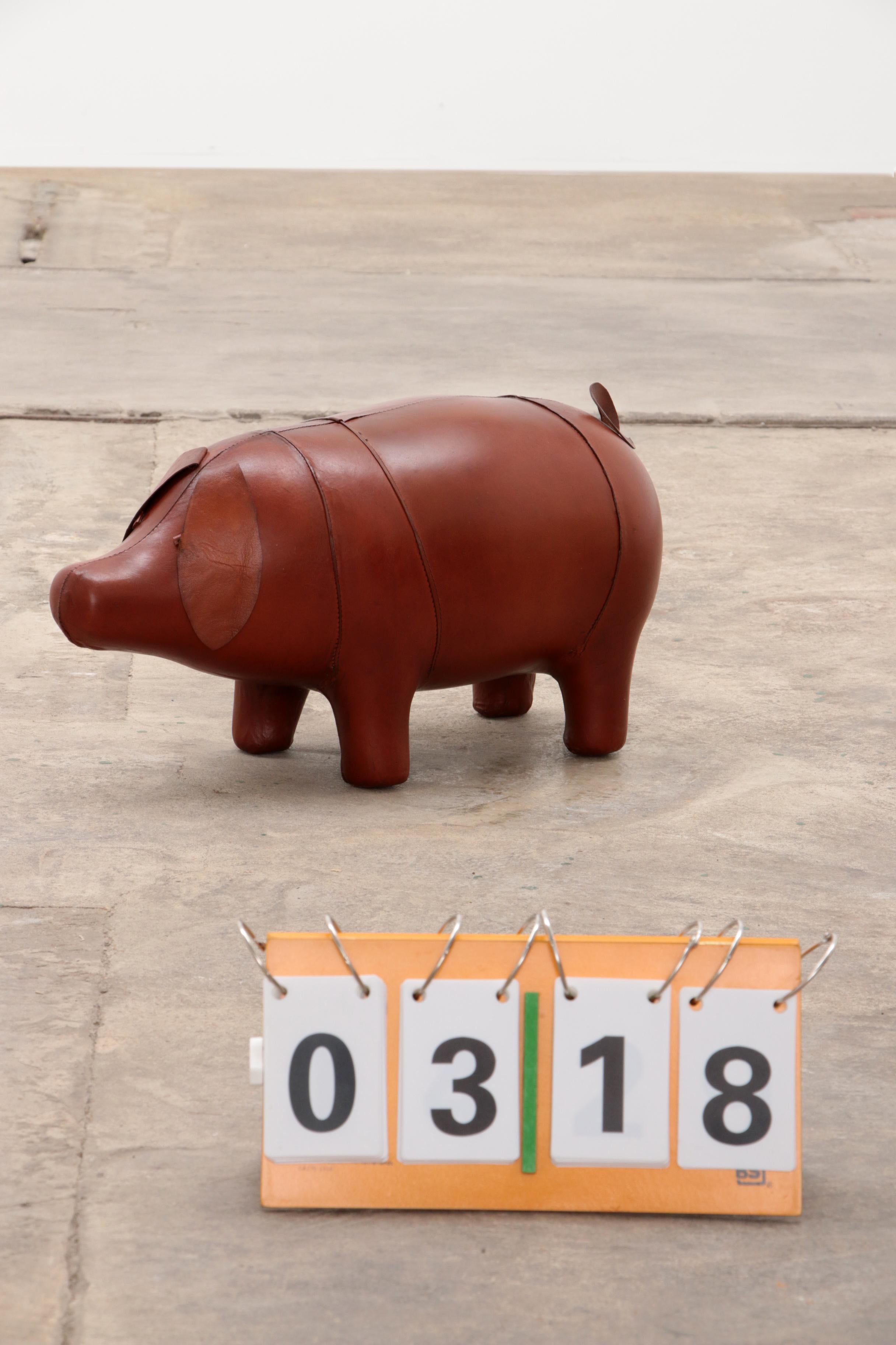 Leather Pig in the Style of Dimitri Omersa Footstool, 1970 For Sale 5