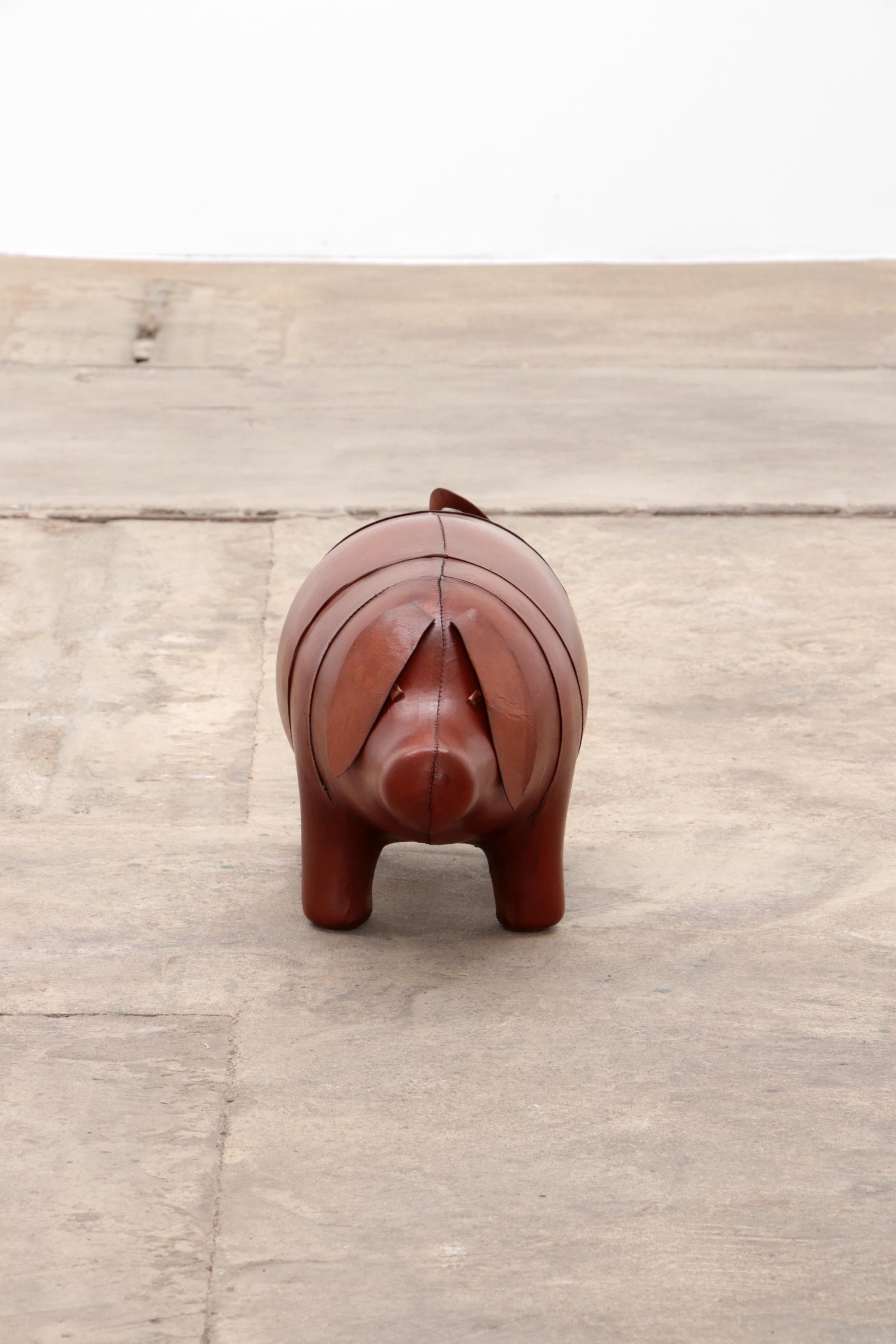 Mid-Century Modern Leather Pig in the Style of Dimitri Omersa Footstool, 1970 For Sale