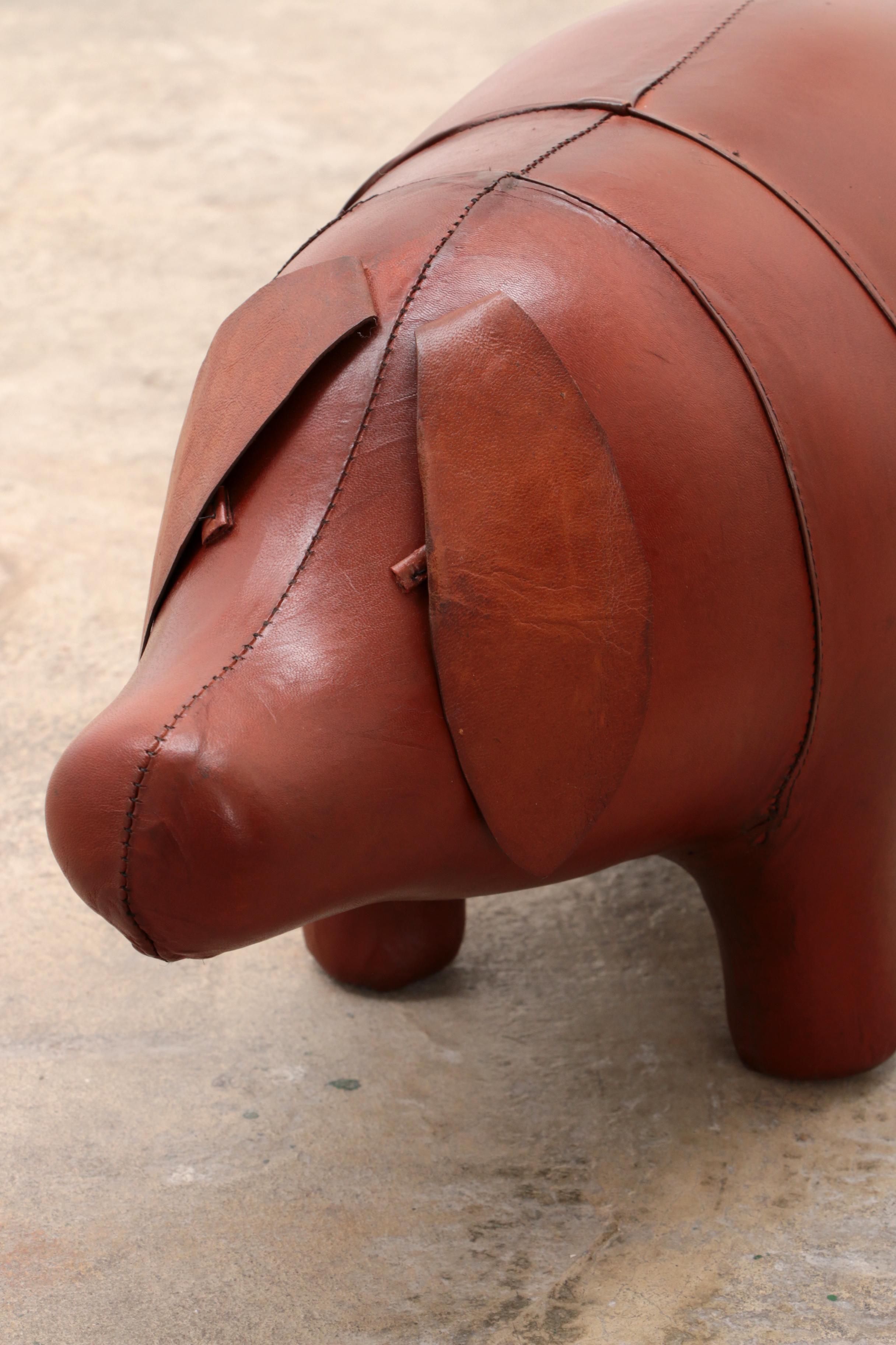 Late 20th Century Leather Pig in the Style of Dimitri Omersa Footstool, 1970 For Sale