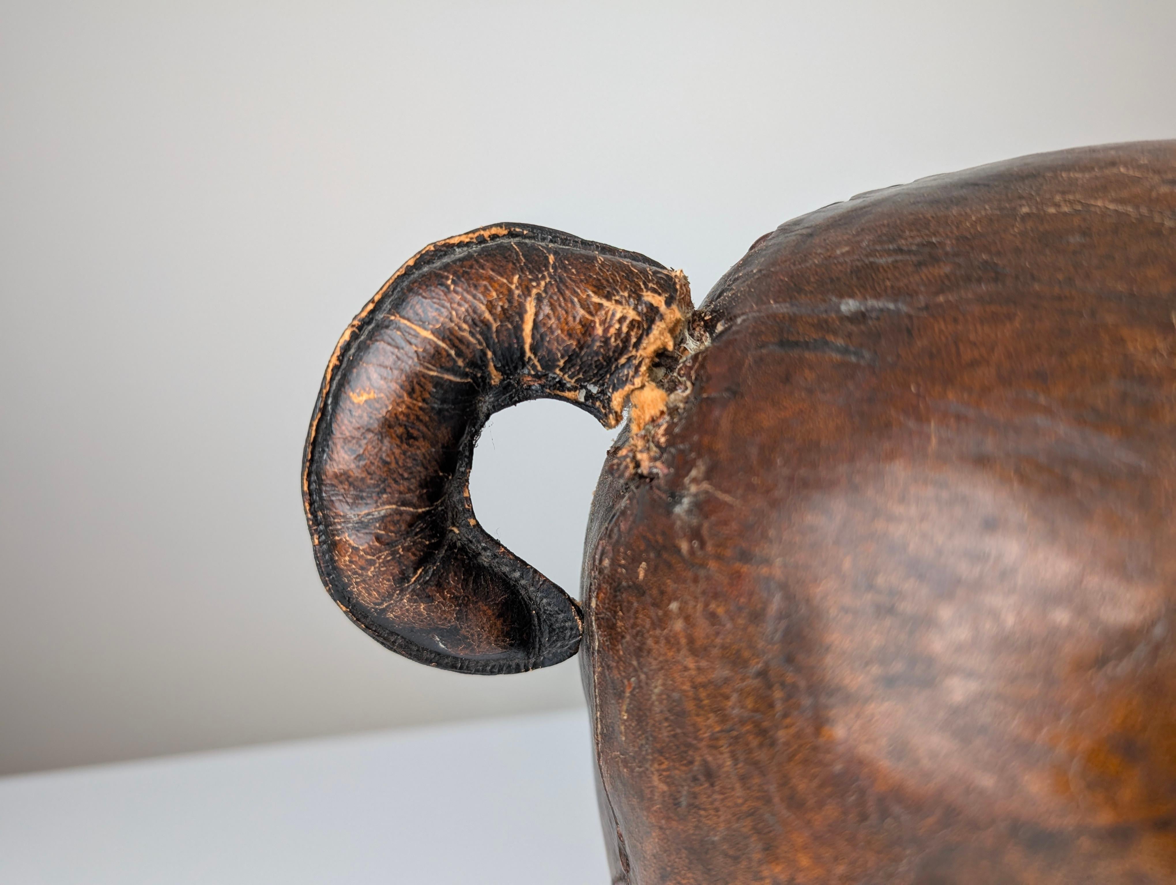 Leather Pig Ottoman by Dimitri Omersa, 1960s 6