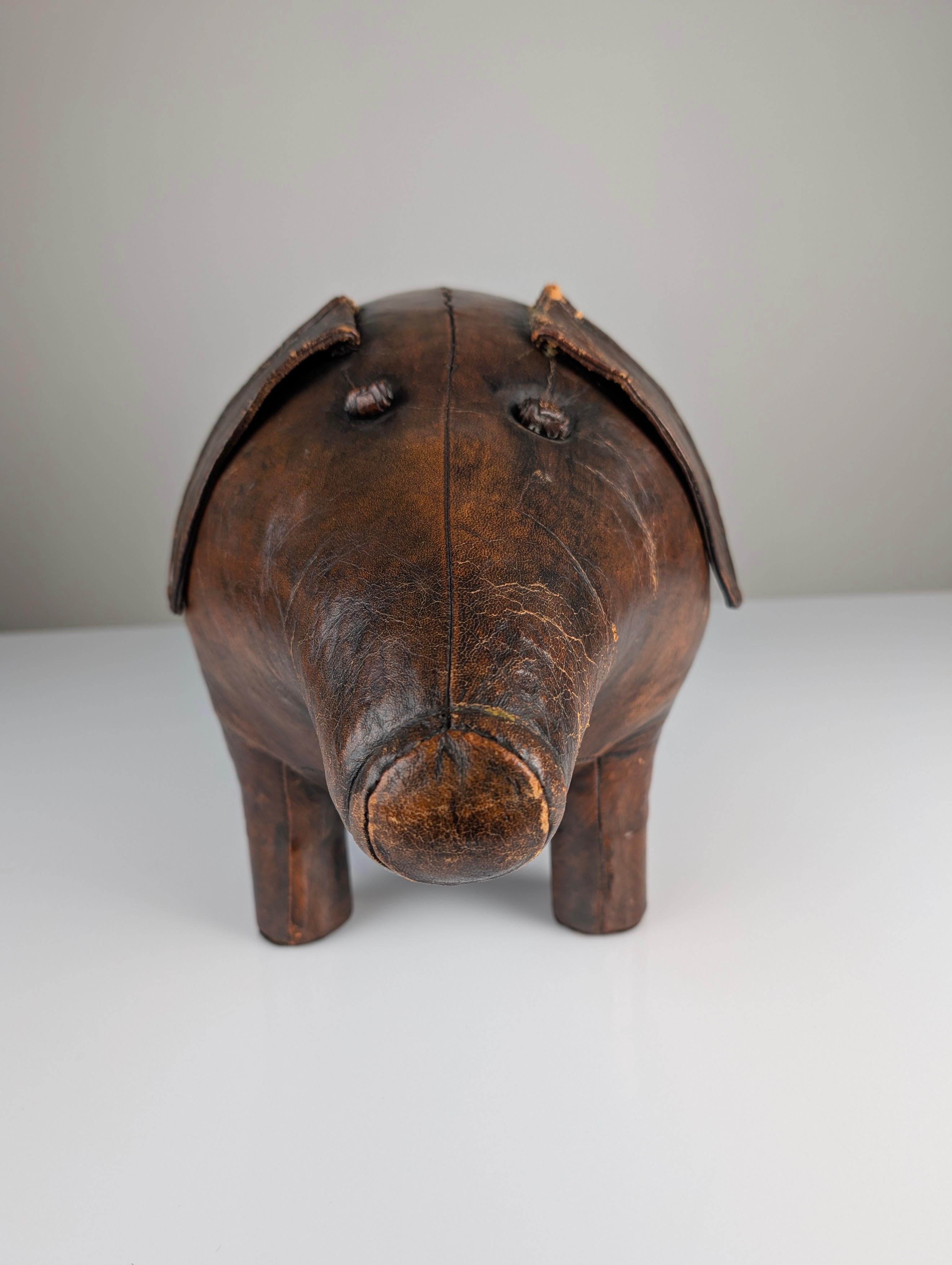 Mid-Century Modern Leather Pig Ottoman by Dimitri Omersa, 1960s