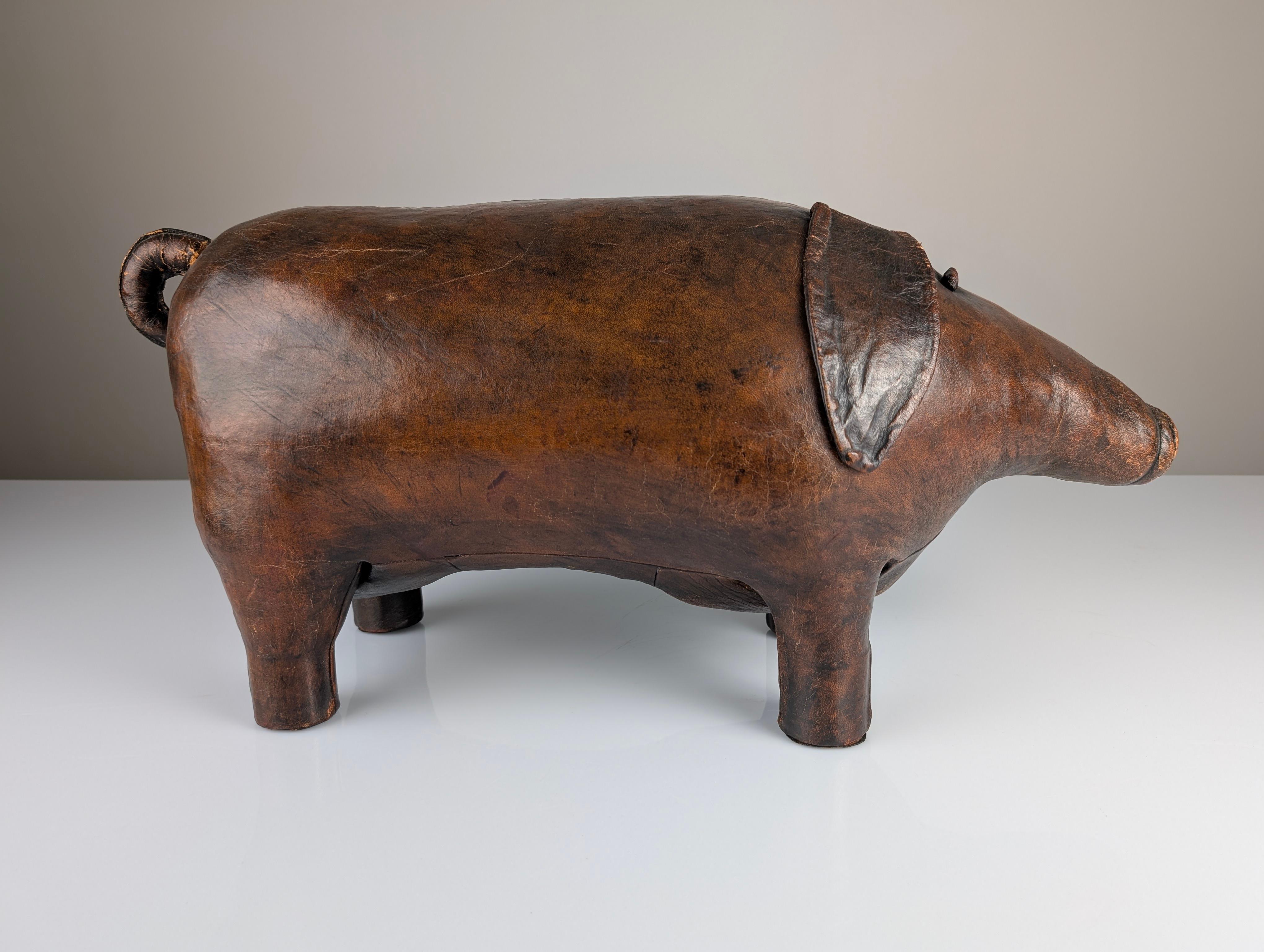 Leather Pig Ottoman by Dimitri Omersa, 1960s In Good Condition In Benalmadena, ES