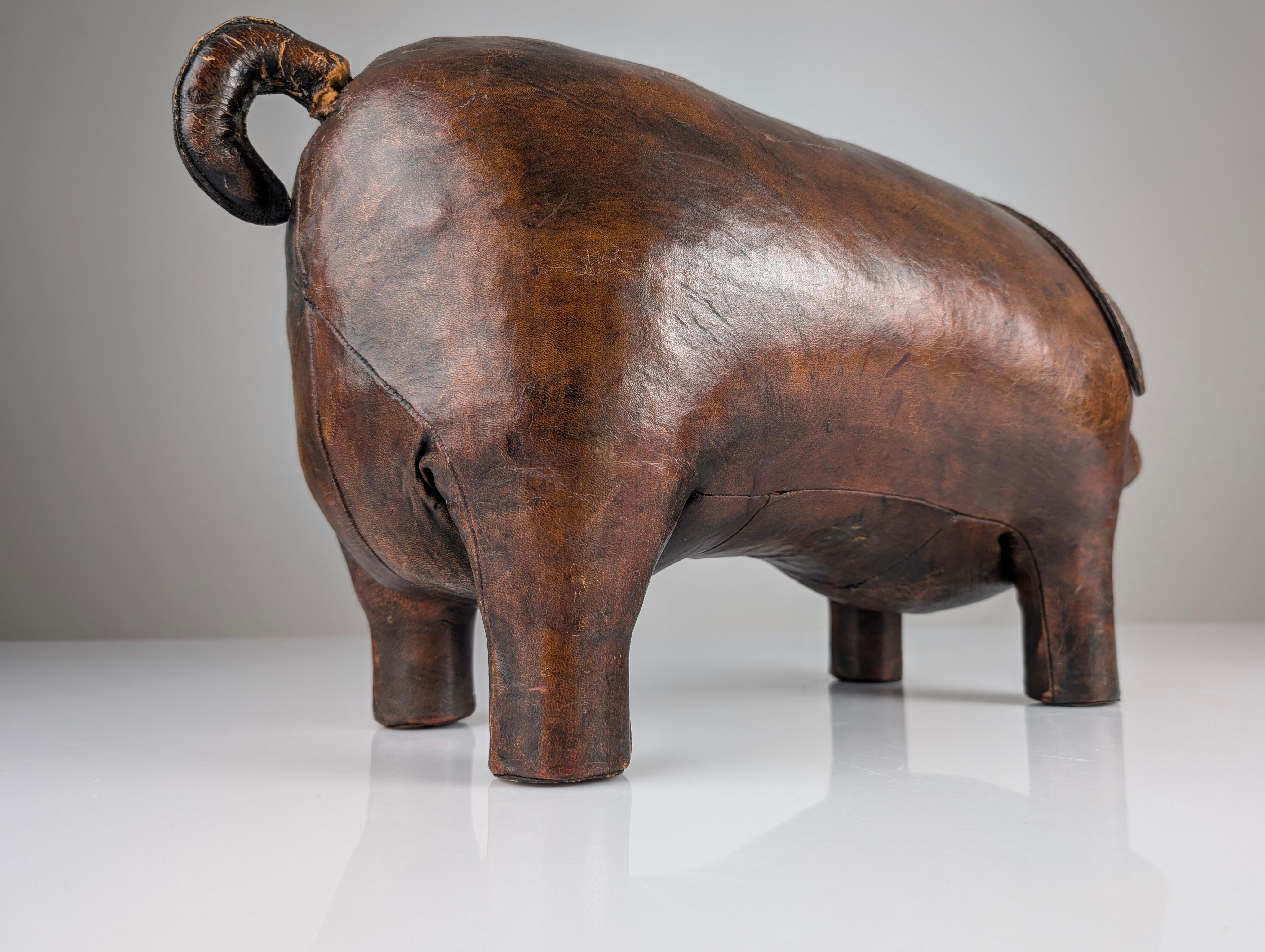 Mid-20th Century Leather Pig Ottoman by Dimitri Omersa, 1960s