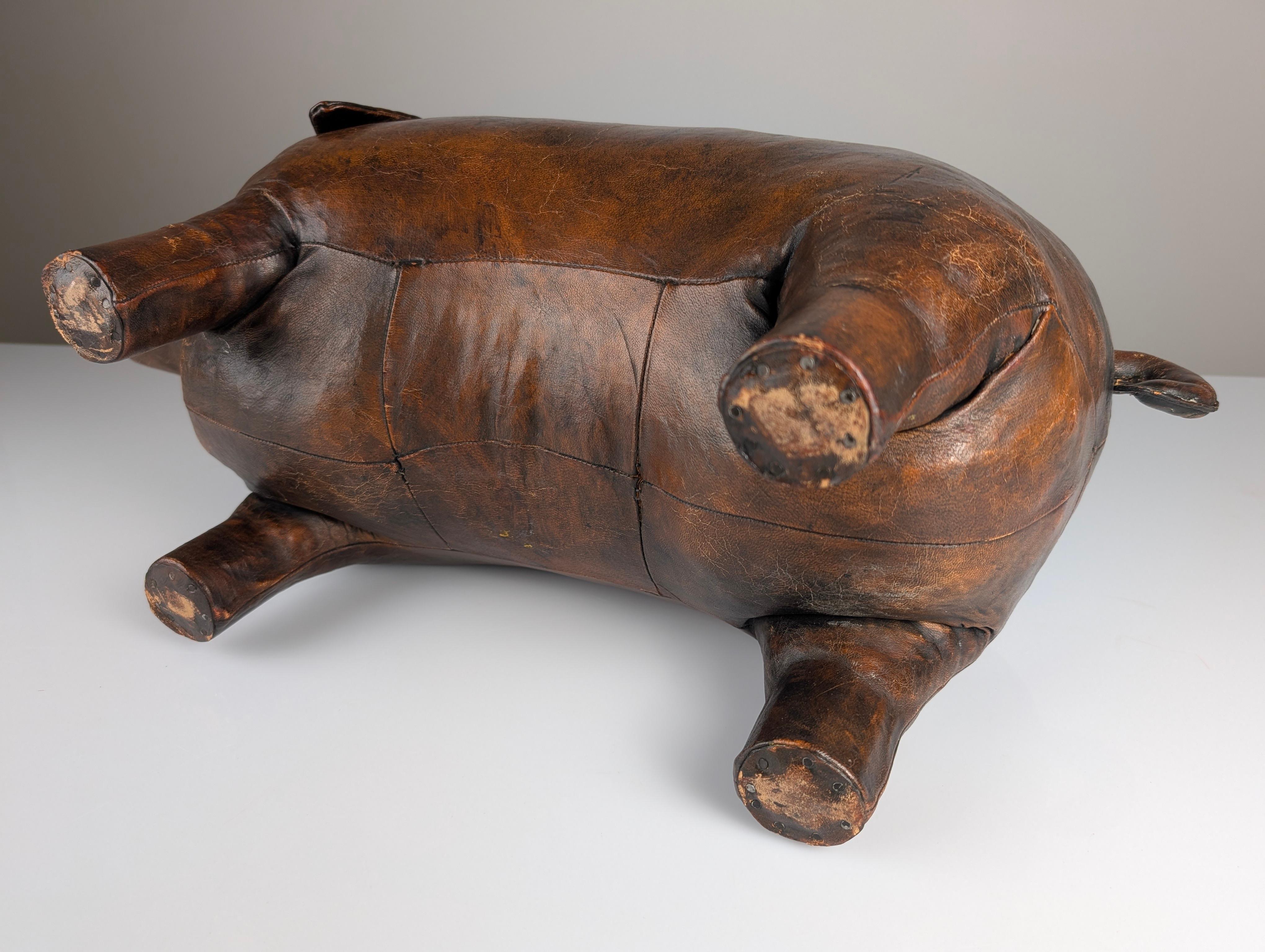 Leather Pig Ottoman by Dimitri Omersa, 1960s 2