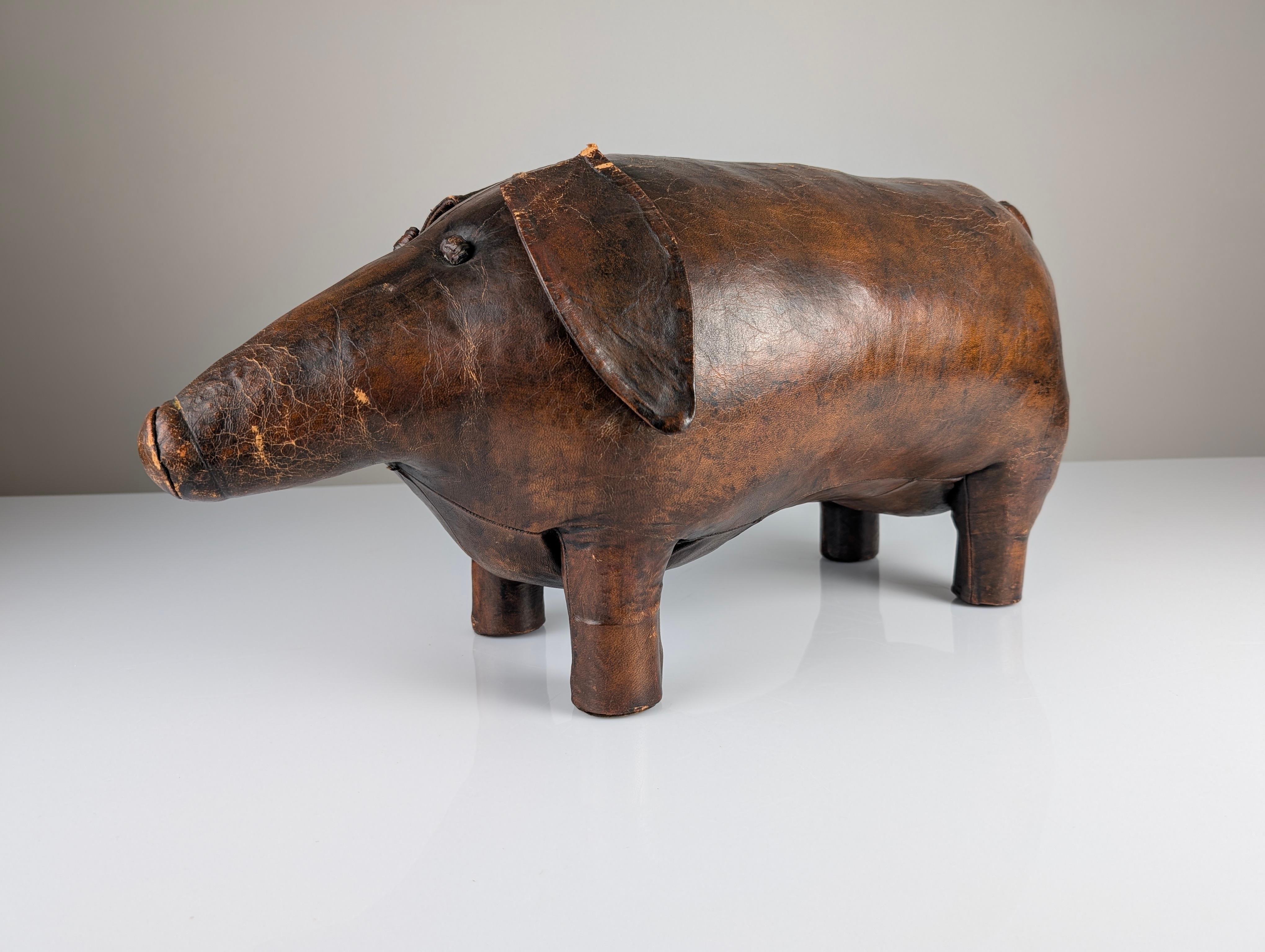 Leather Pig Ottoman by Dimitri Omersa, 1960s 3
