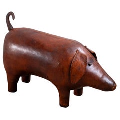Leather Pig Ottoman by Omersa, 1940s