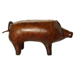 Leather Pig Ottoman for Abercrombie & Fitch, Made in England