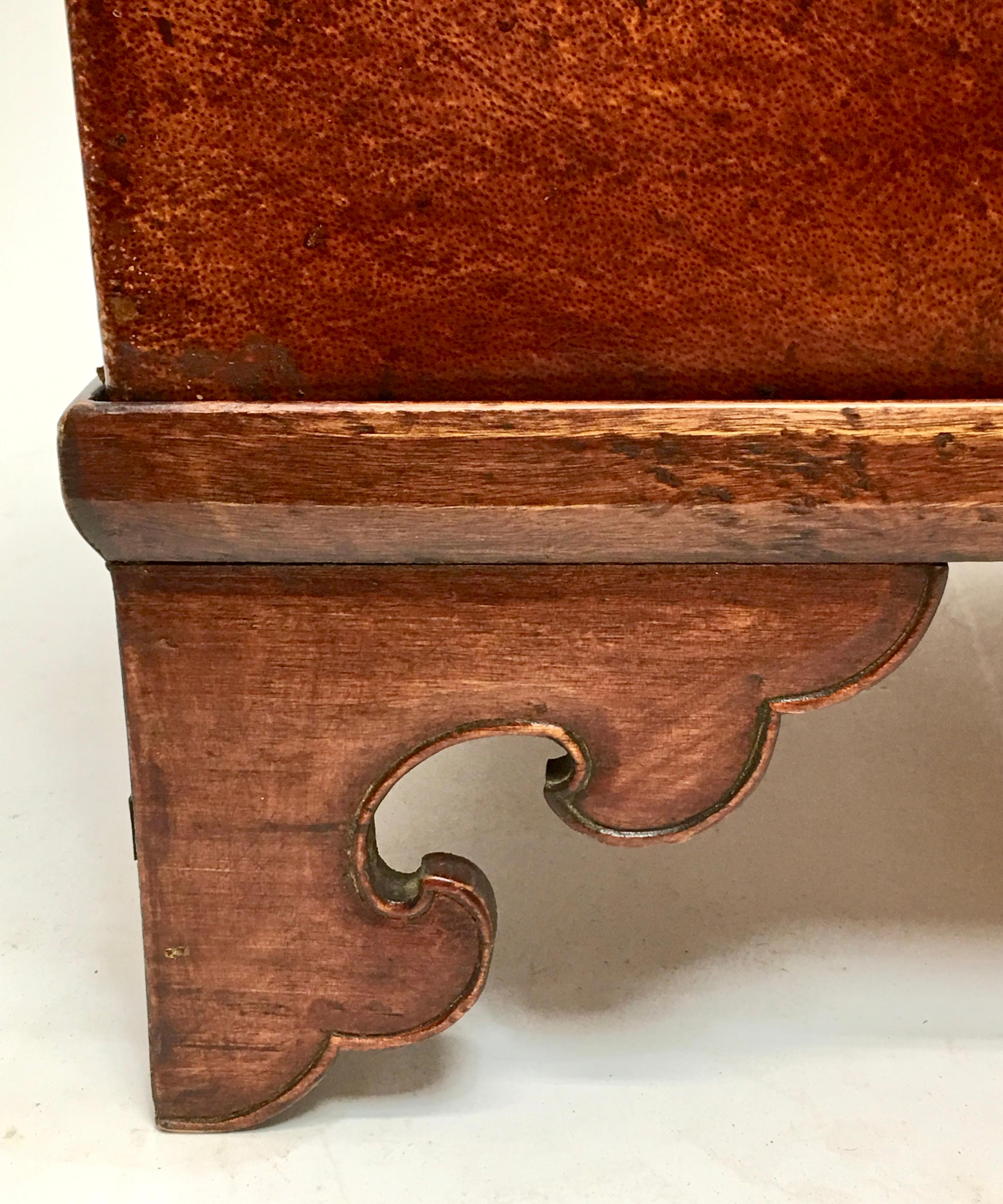 Leather Pig Skin Trunk on Stand Coffee Table 3