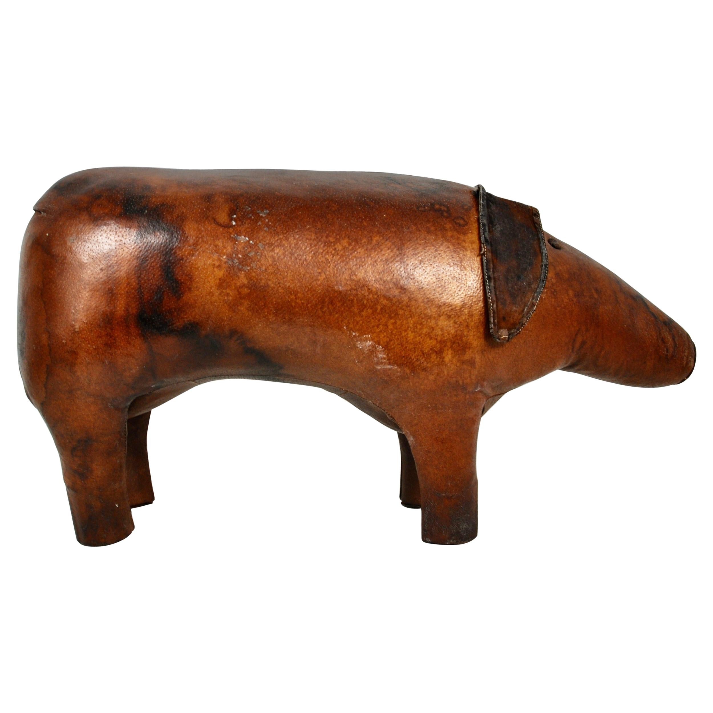 Leather Pig Stool by Dimitri Omersa, 1960s