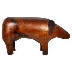 Vintage Leather Pig Stool by Dimitri Omersa, 1960s