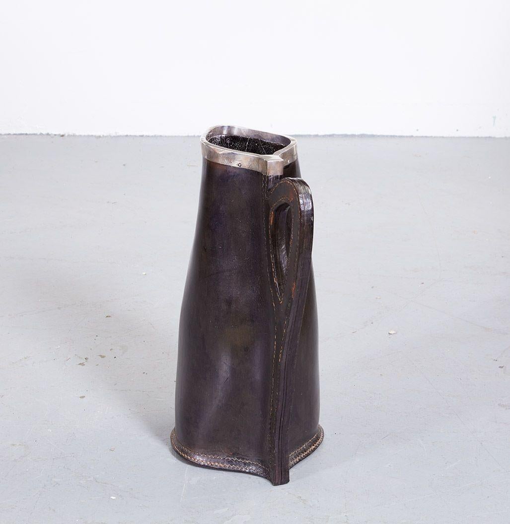 Leather Pitcher with Silver Rim 1