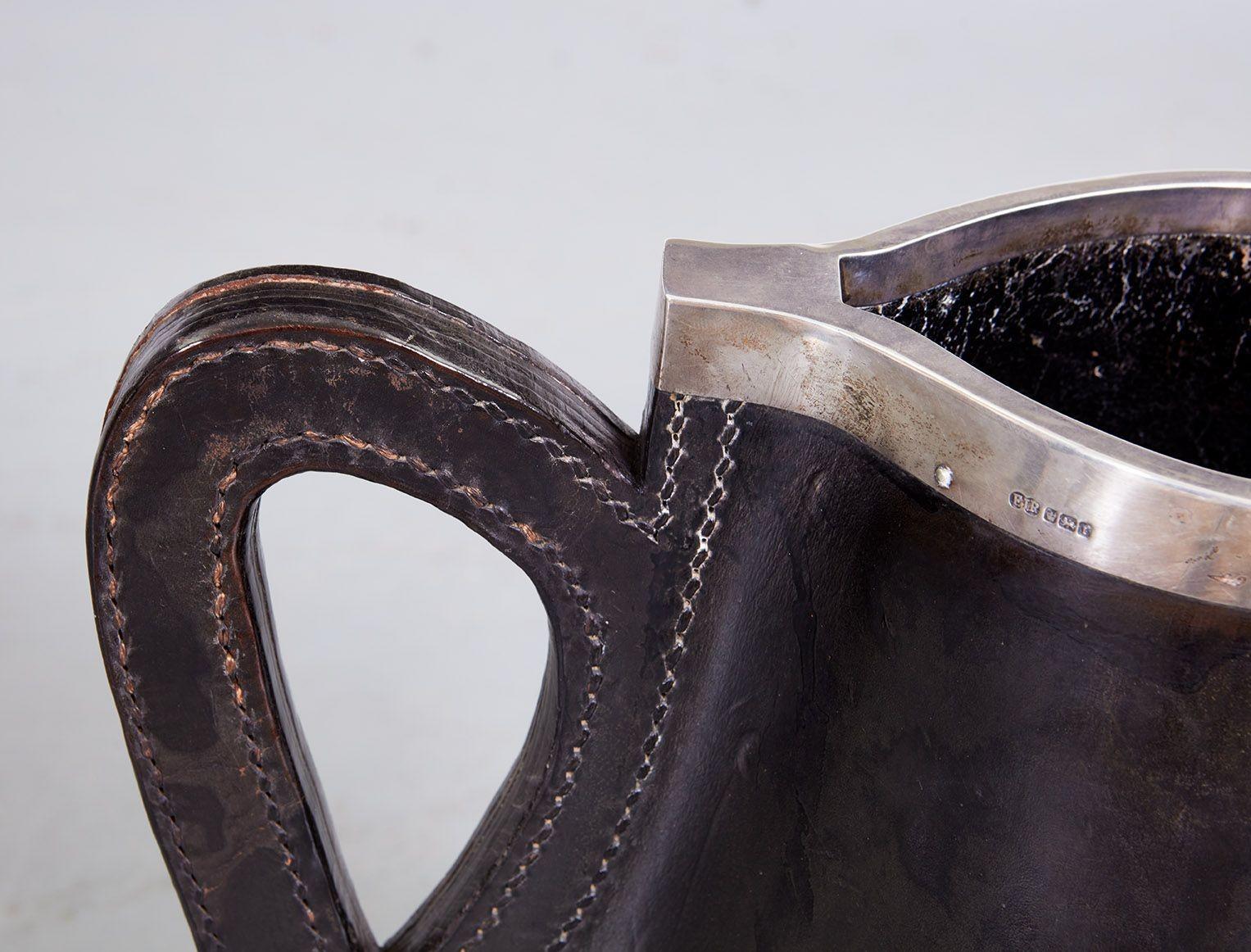 Leather Pitcher with Silver Rim 3