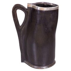 Leather Pitcher with Silver Rim