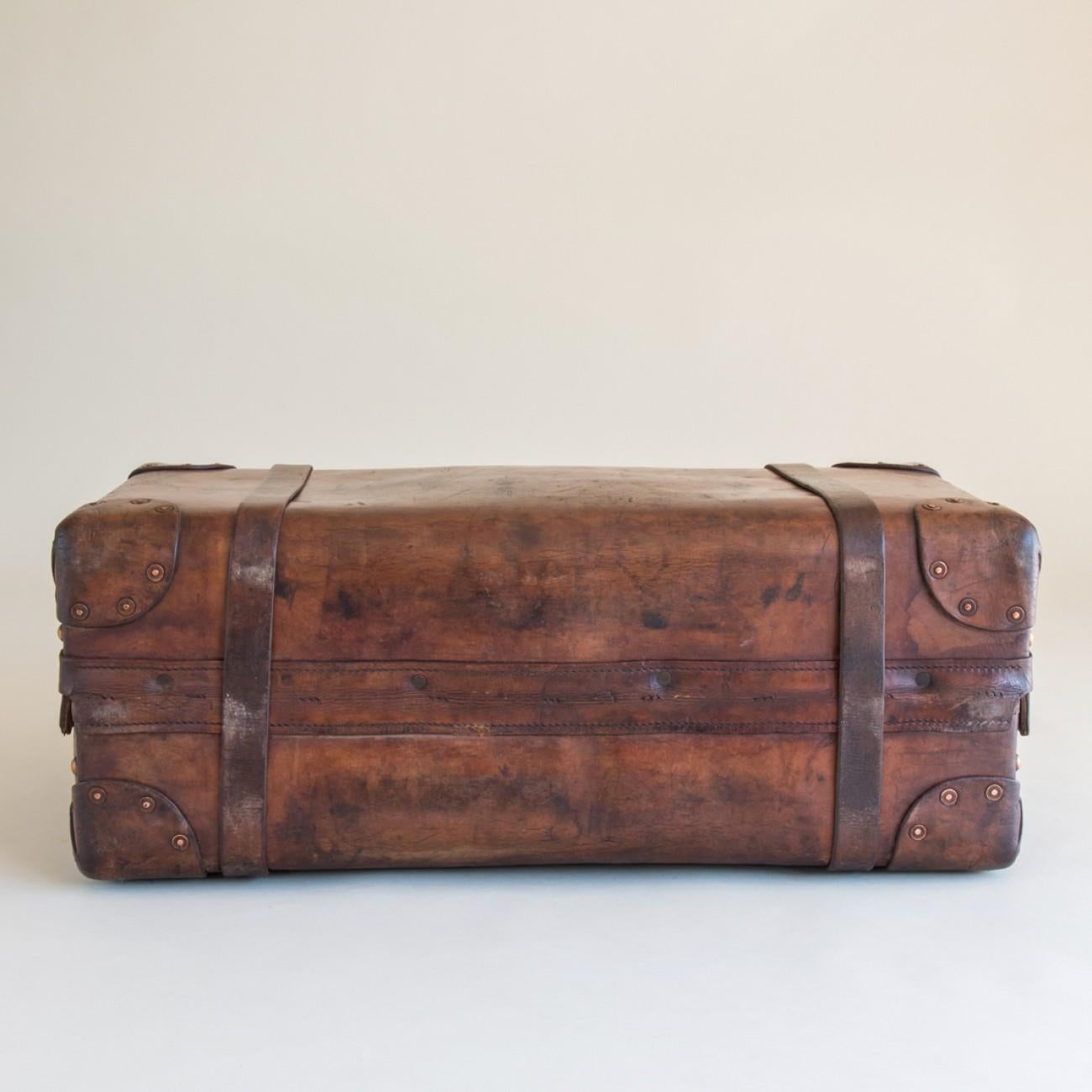Victorien Sac de voyage Portmanteau en cuir par William Bisset de Dundee:: vers 1870