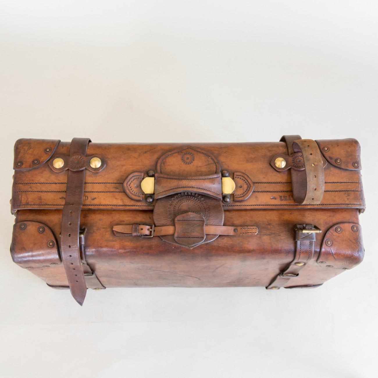 Laiton Sac de voyage Portmanteau en cuir par William Bisset de Dundee:: vers 1870
