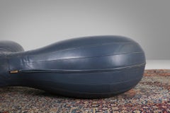 Pouf in pelle di Lowy Vermeersch per Durlet, Belgio 1999