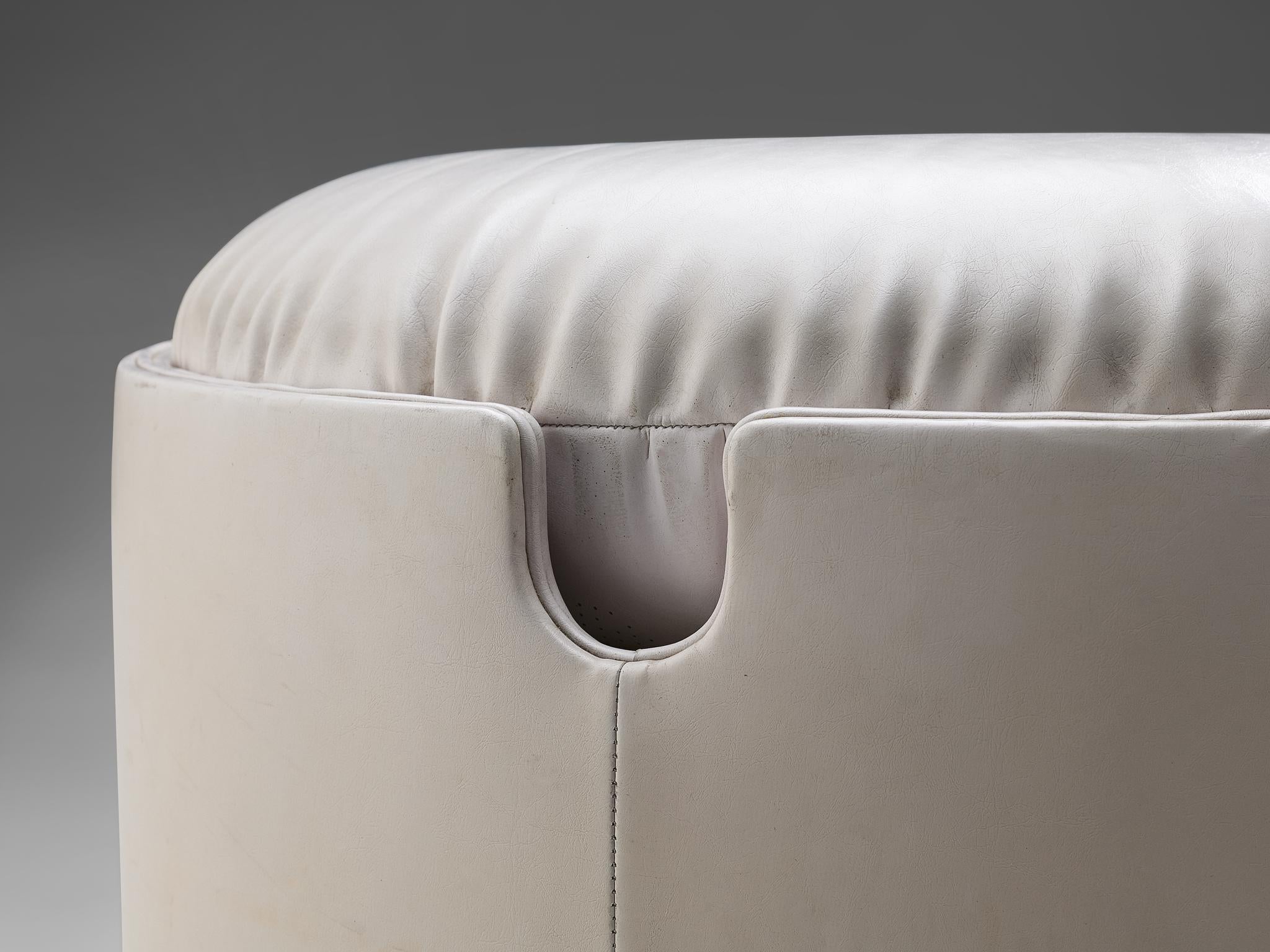 Italian Leather Pouf by Luigi Massoni for Poltrona Frau